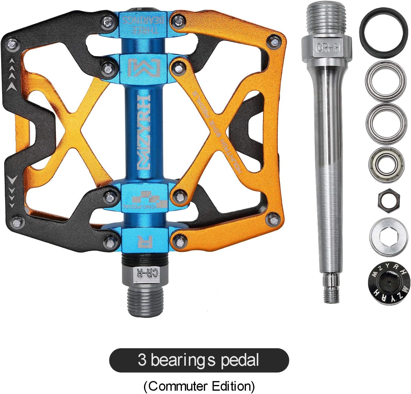 MZYRH Mountain Bike Pedals, Ultra Strong Colorful CNC Machined 9/16" Cycling Sealed 3 Bearing Pedals