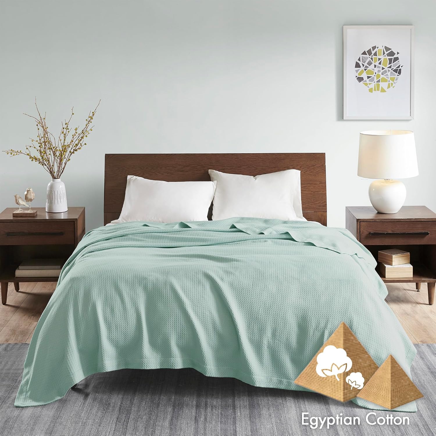 Madison Park 100% Egyptian Cotton Summer Blanket Full Queen Size Teal
