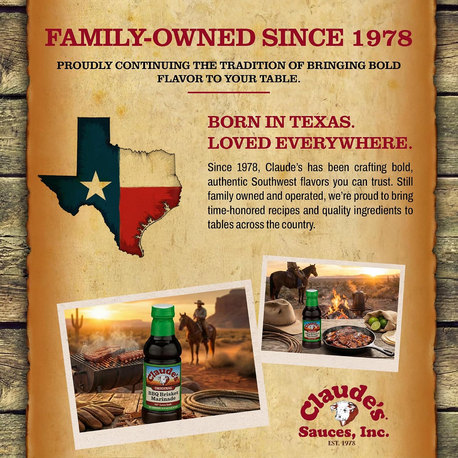 Claude's BBQ Brisket Marinade Sauce, Gluten Free Texas Style, 128 oz | Restaurant-size gallon of smoky Texas tenderizing brisket marinade - all natural & gluten free.