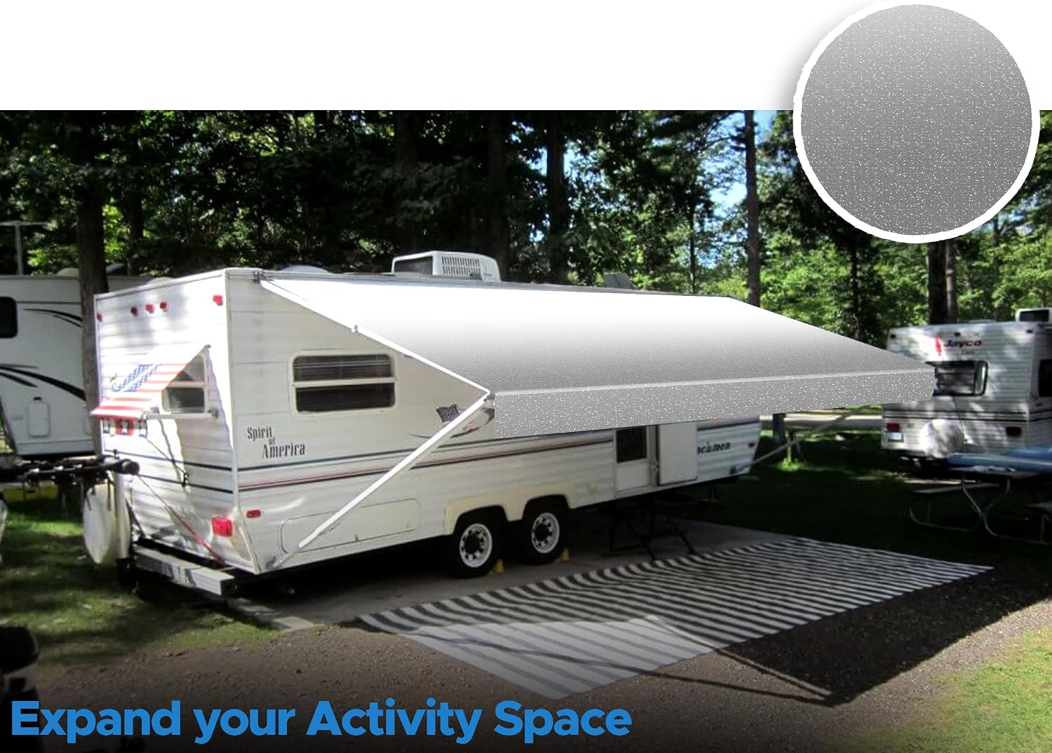 SunWave Premium Vinyl RV Canopy | Awning Fabric Replacement (20', Grey Fade)