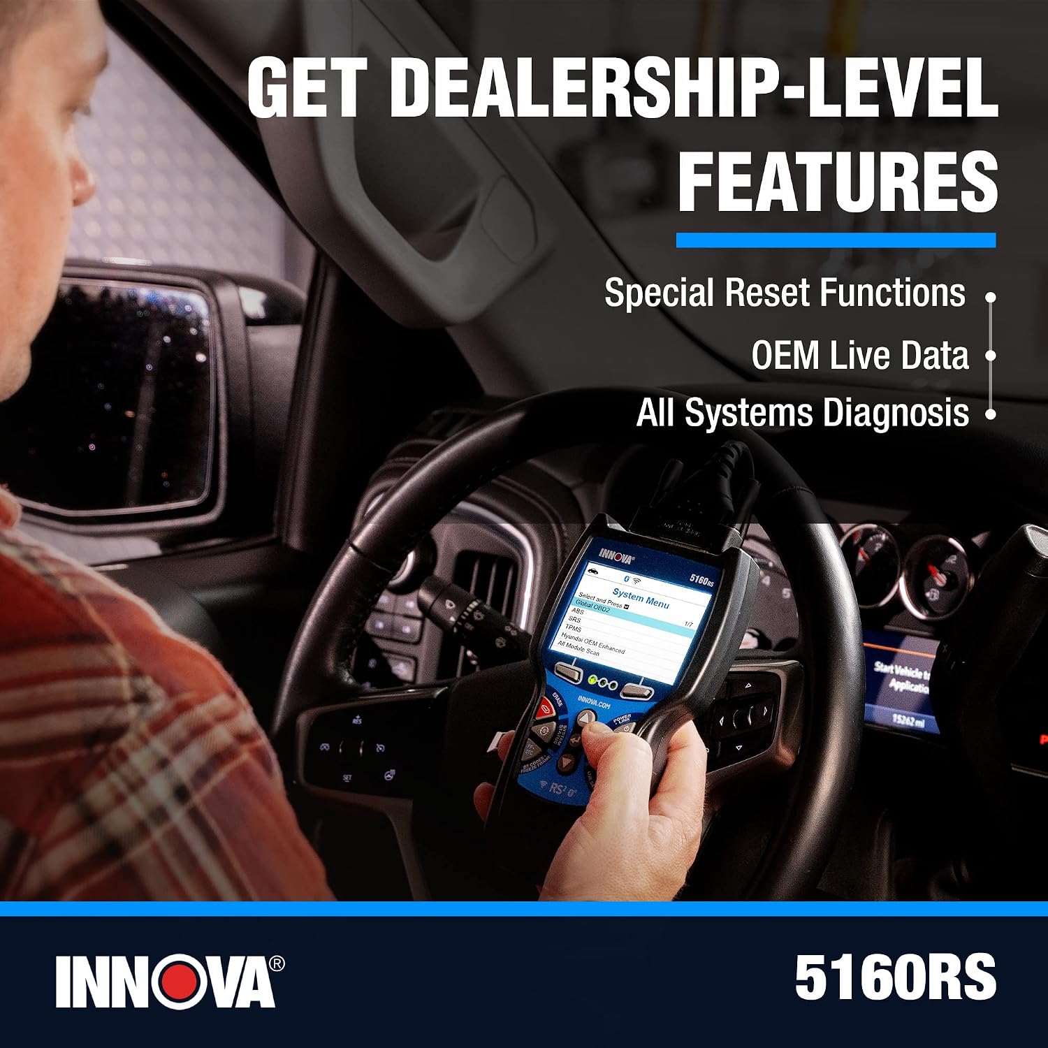 INNOVA 5160RS, OBD2 Bidirectional Scan Tool, OE-Level All System Diagnostics, Reset Oil Light/Battery/EPB/SAS/DPF, Mechanic Recommended Fixes & Parts