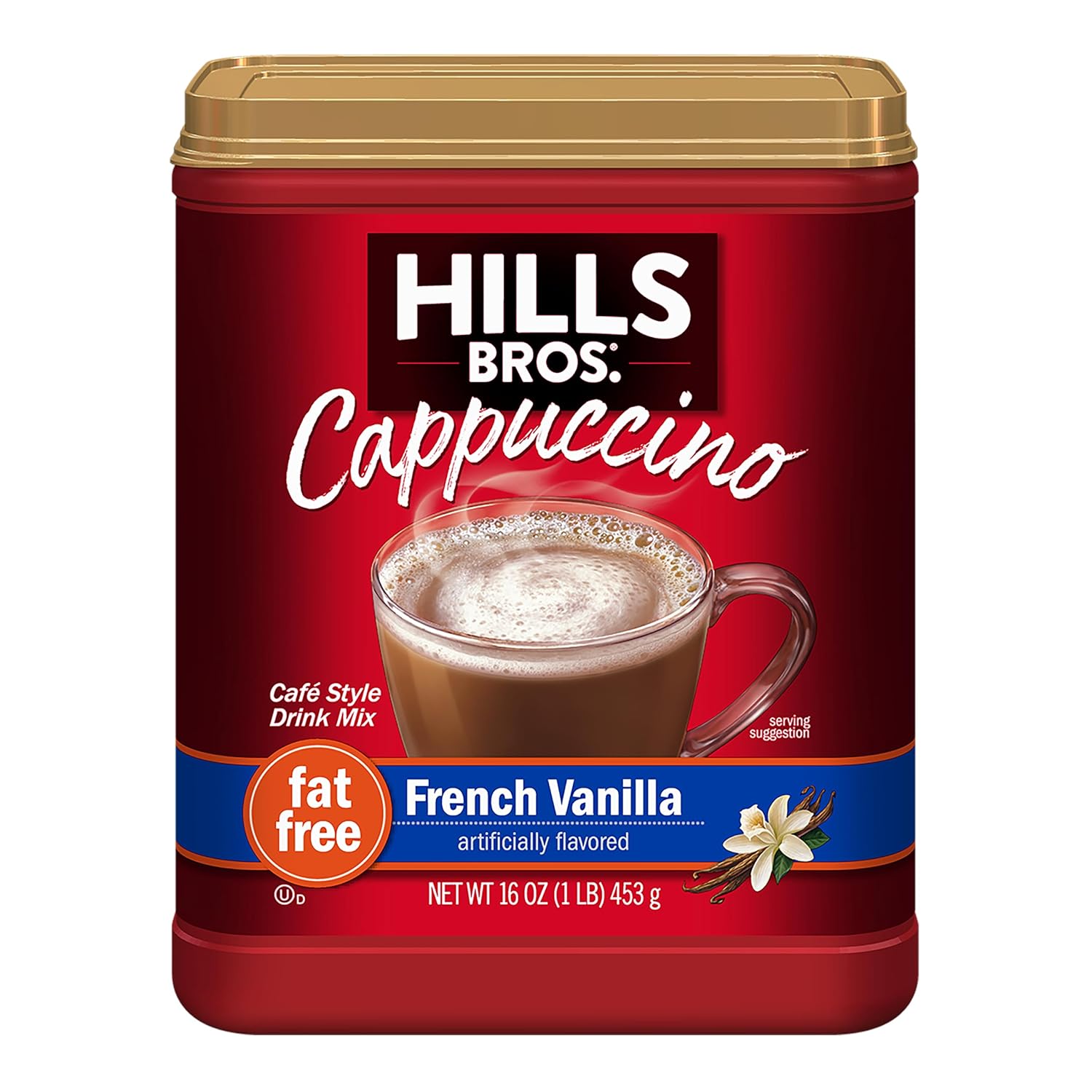 Hills Bros. Cappuccino Mix – Rich, Frothy Coffeehouse-Tasting Instant Drink Mix – Quick and Easy Preparation – Perfect for Hot & Iced Drinks & Creaming Coffee – Double Mocha, 1 Pack of 16oz
