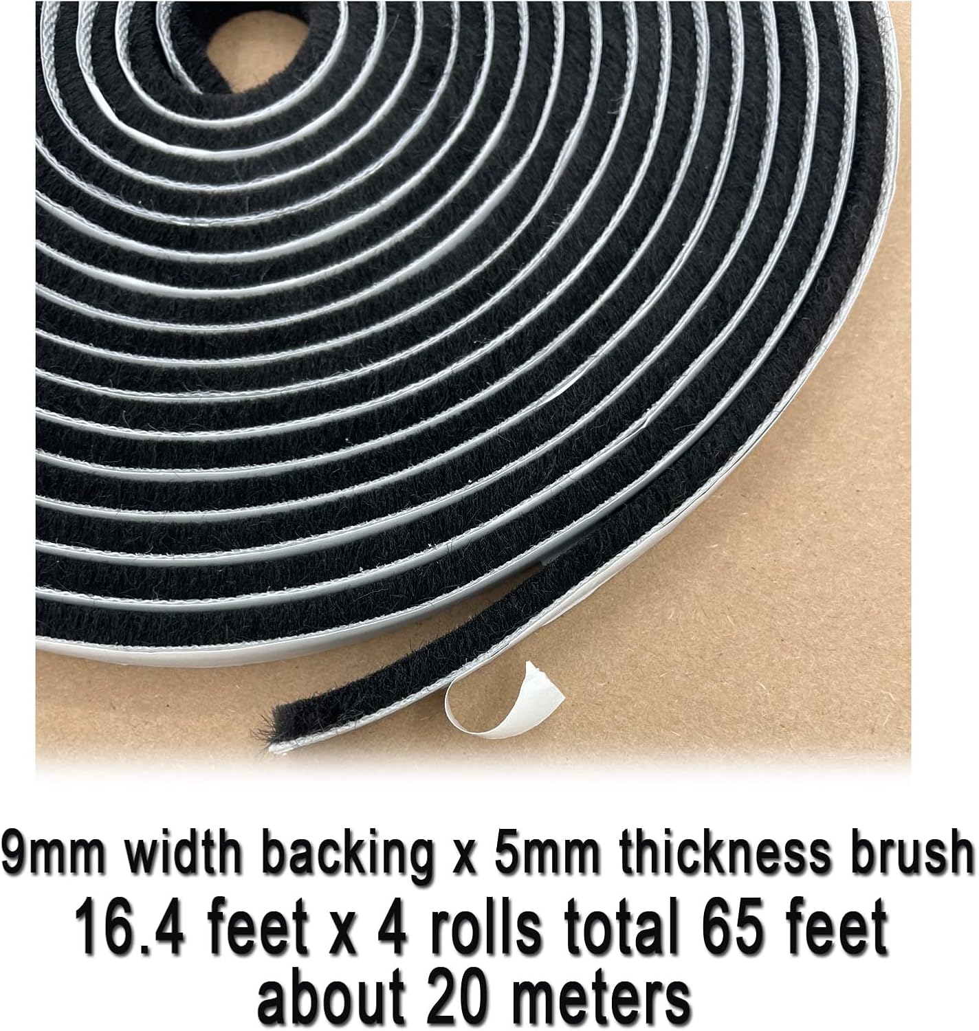 Self-Adhesive Pile Weather Stripping Seal for Sliding Windows and Door Frames, 16.5ft x 11/32 inch, Grey