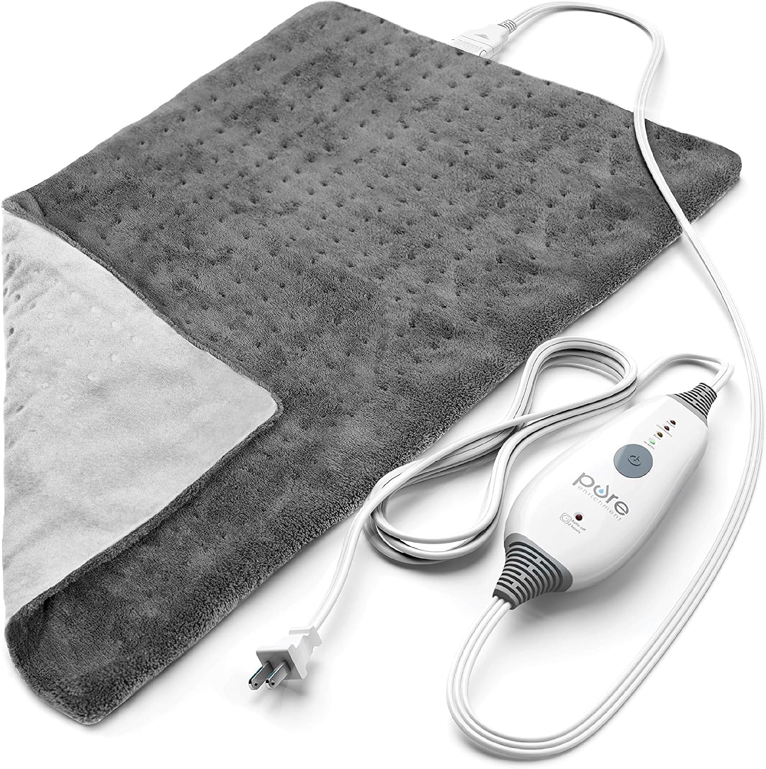 Pure Enrichment PureRelief Deluxe Heating Pad (12" x 24"), Full Body Therapy Pad with 4 InstaHeat Settings, Soft Machine-Washable Microplush Fabric and 2-Hour Auto Safety Shut-Off (Sea Glass)