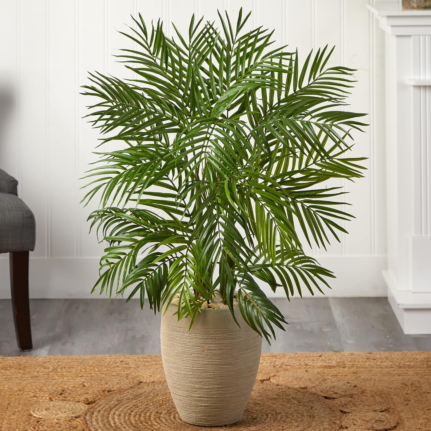 Nearly Natural 4ft. Areca Palm Artificial Tree in Sand Colored Planter