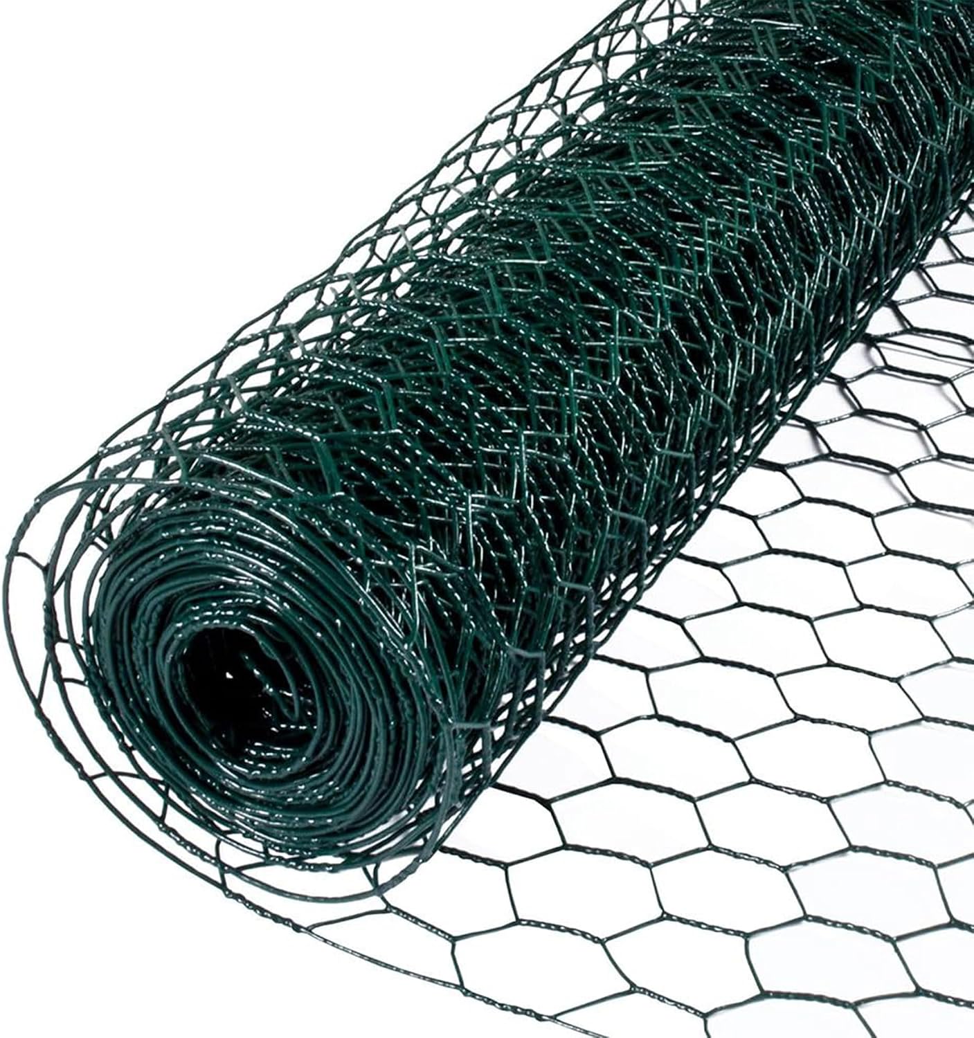 YardGard Galvanized PVC Coating Hexagonal Poultry Netting for Confinement and Support of Animals, Plants, Soil or Compost Materials, Green