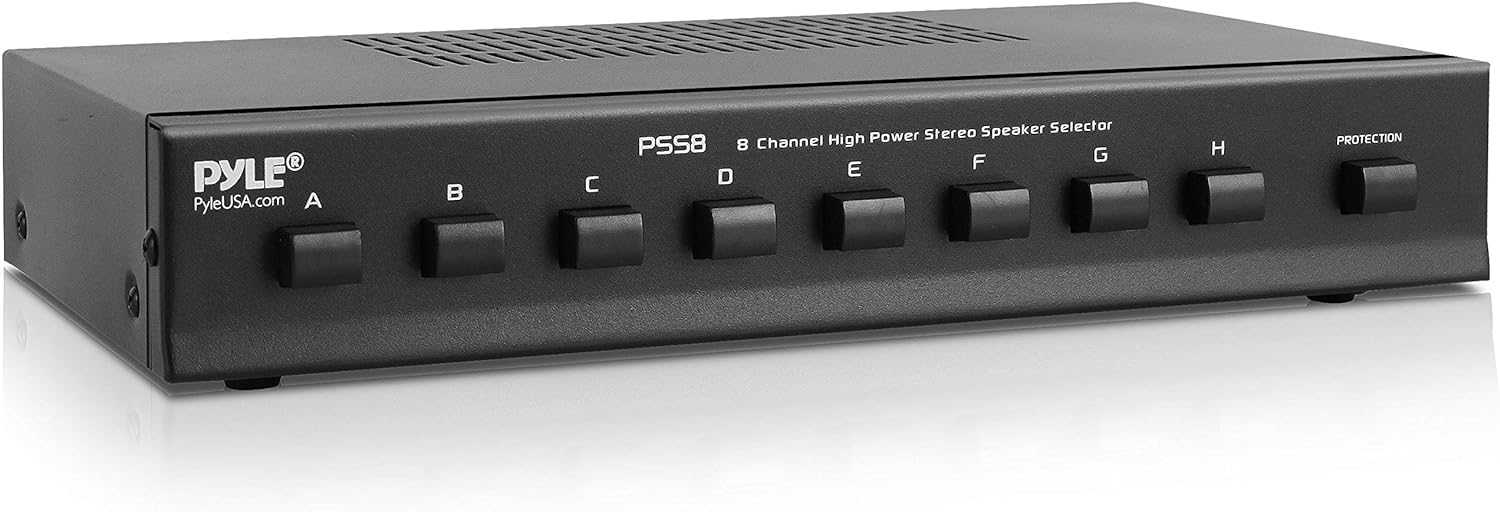 Pyle Premium New and Improved 8 Zone Channel Speaker Switch Selector Hub Distribution Box for Multi-Channel High Powered Stereo Amplifier A/B/C/D