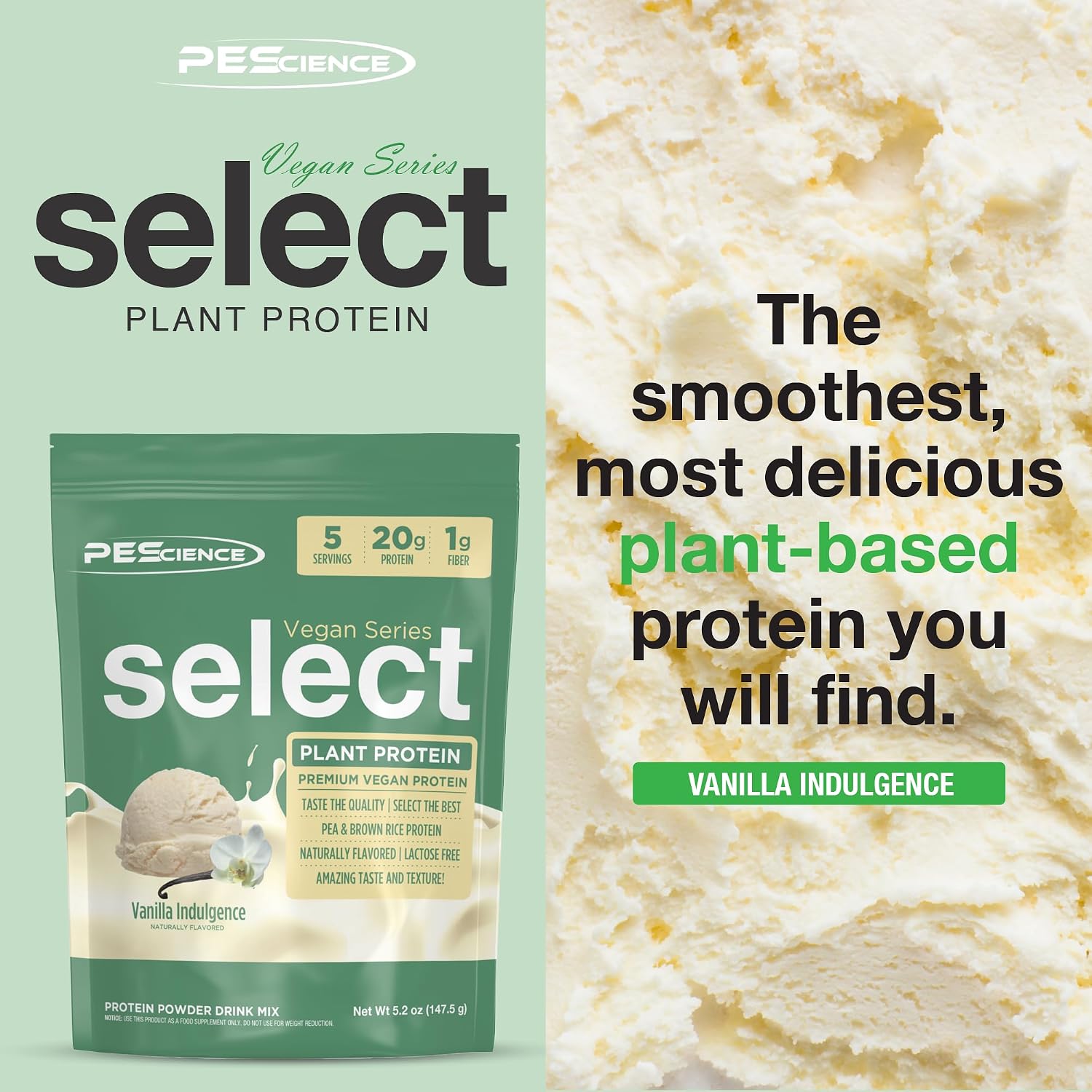PEScience Select Vegan Protein Powder, Peanut Butter Delight, 27 Servings | Plant Based Protein Powder, Pea and Brown Rice Blend, Dairy Free, Lactose Free, Gluten Free