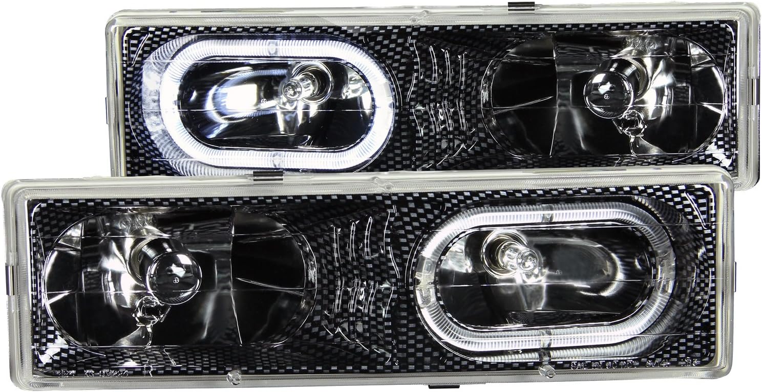 Anzo USA 111005 Chevrolet Crystal with Halo Carbon Headlight Assembly - (Sold in Pairs)