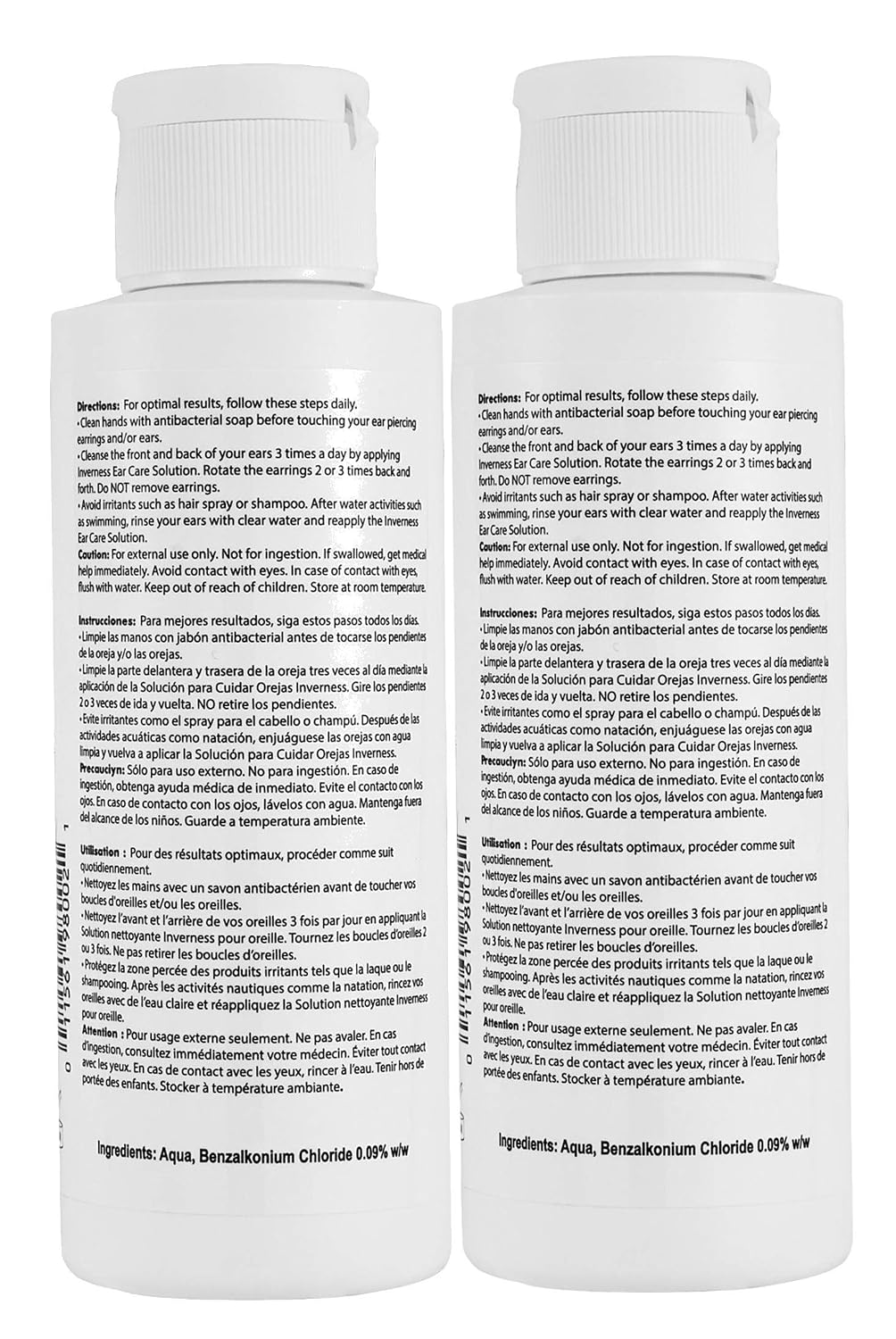INVERNESS After Piercing Ear Care Solution 4 Oz 2-Pack – Gentle Piercing Care For Newly Pierced Ears