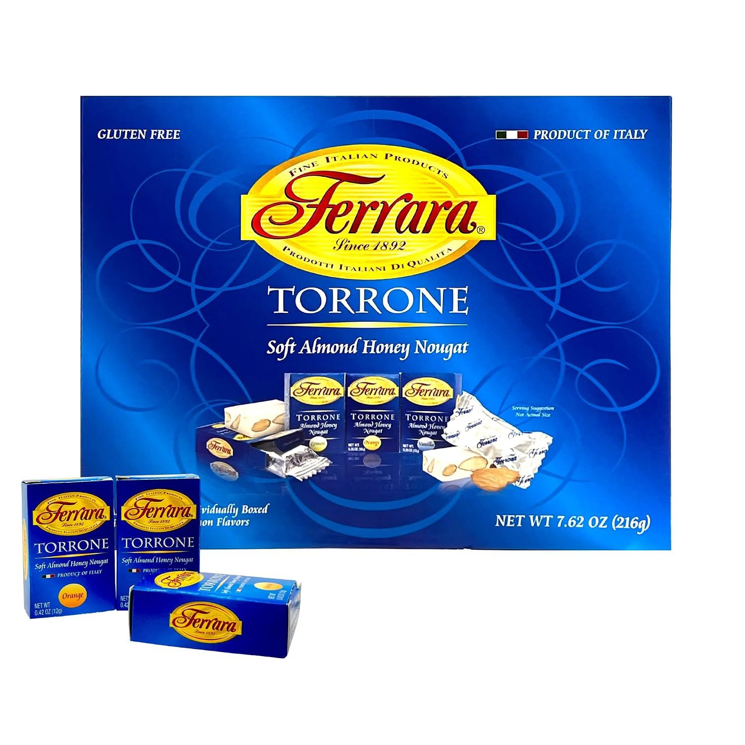 Torrone Nougat Candy, 18 Assorted Pieces (Ferrara) NET WT 7.62 216g