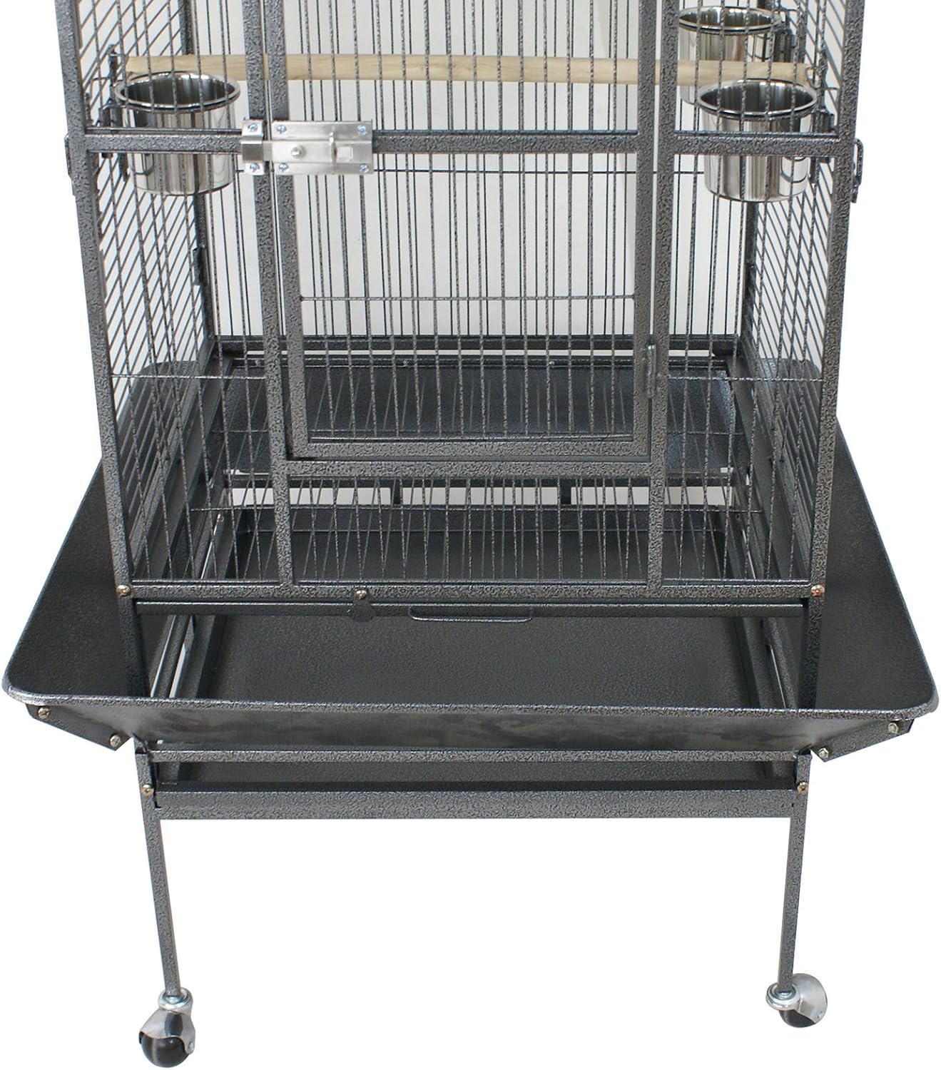 68 inch Iron Bird Cage, Play Top Parrot Cage with Rolling Stand for Parrot Cockatiels Parakeet Cage Macaw Finch Cockatoo Perch Pet House, Black