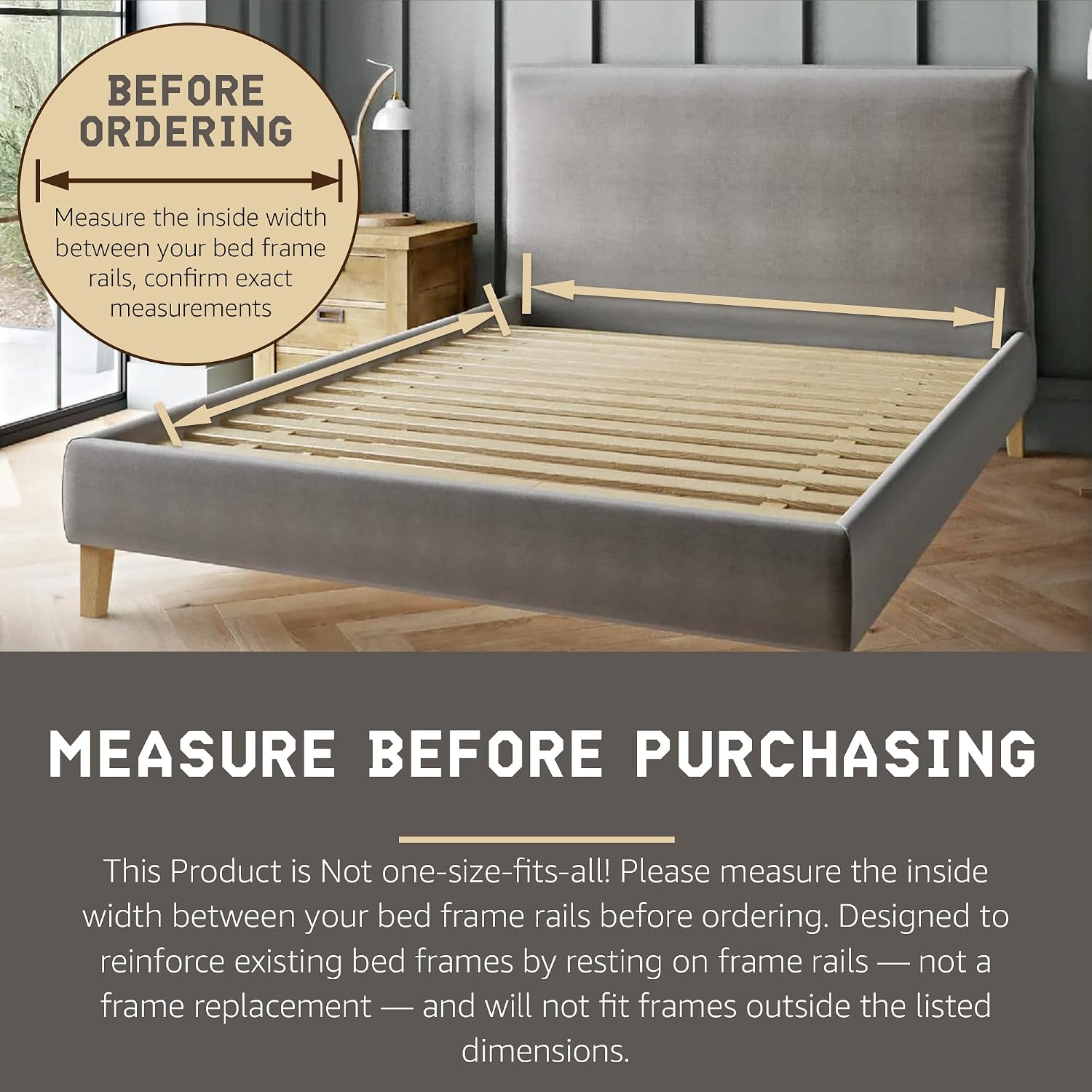 Hercules Xtreme Bed Frame Support Slats, Heavy-Duty Solid Pine Wood | Bunkie Board Under Bed-Support, Wooden Support Board for Sagging, Queen Size