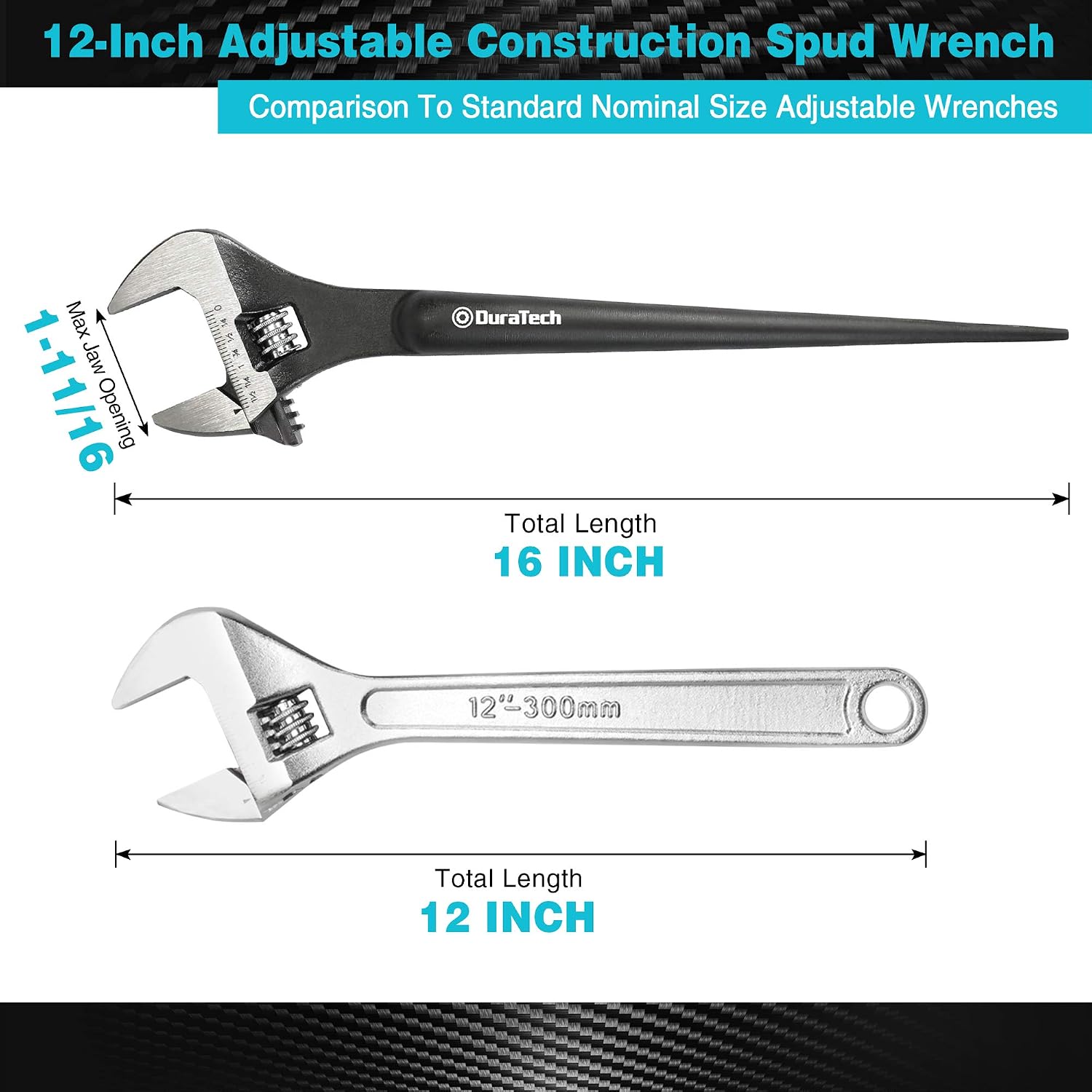 DURATECH 8-Inch Adjustable Construction Spud Wrench