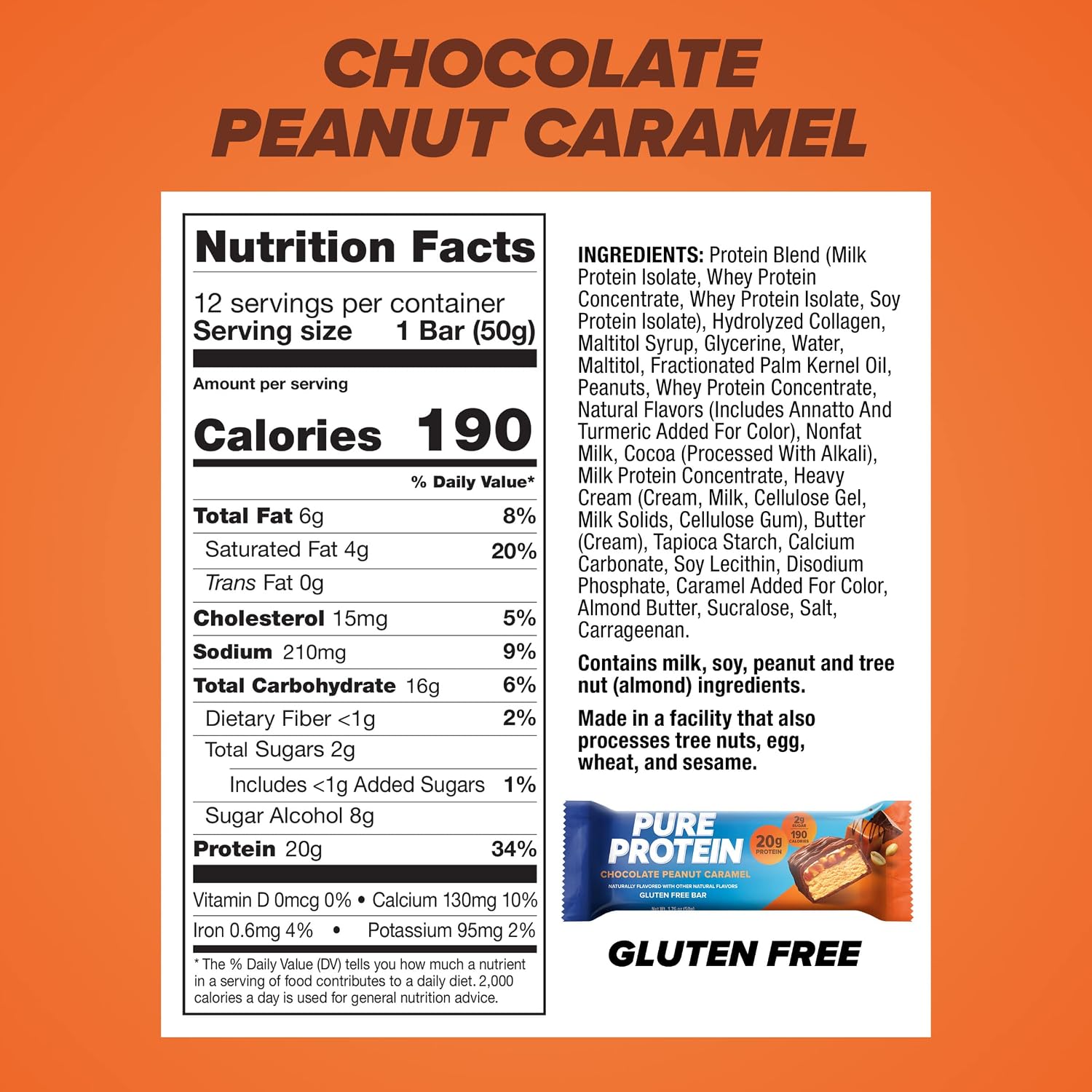 Pure Protein Chocolate Deluxe Protein Bars, 21g Protein, Gluten Free, 12 Ct
