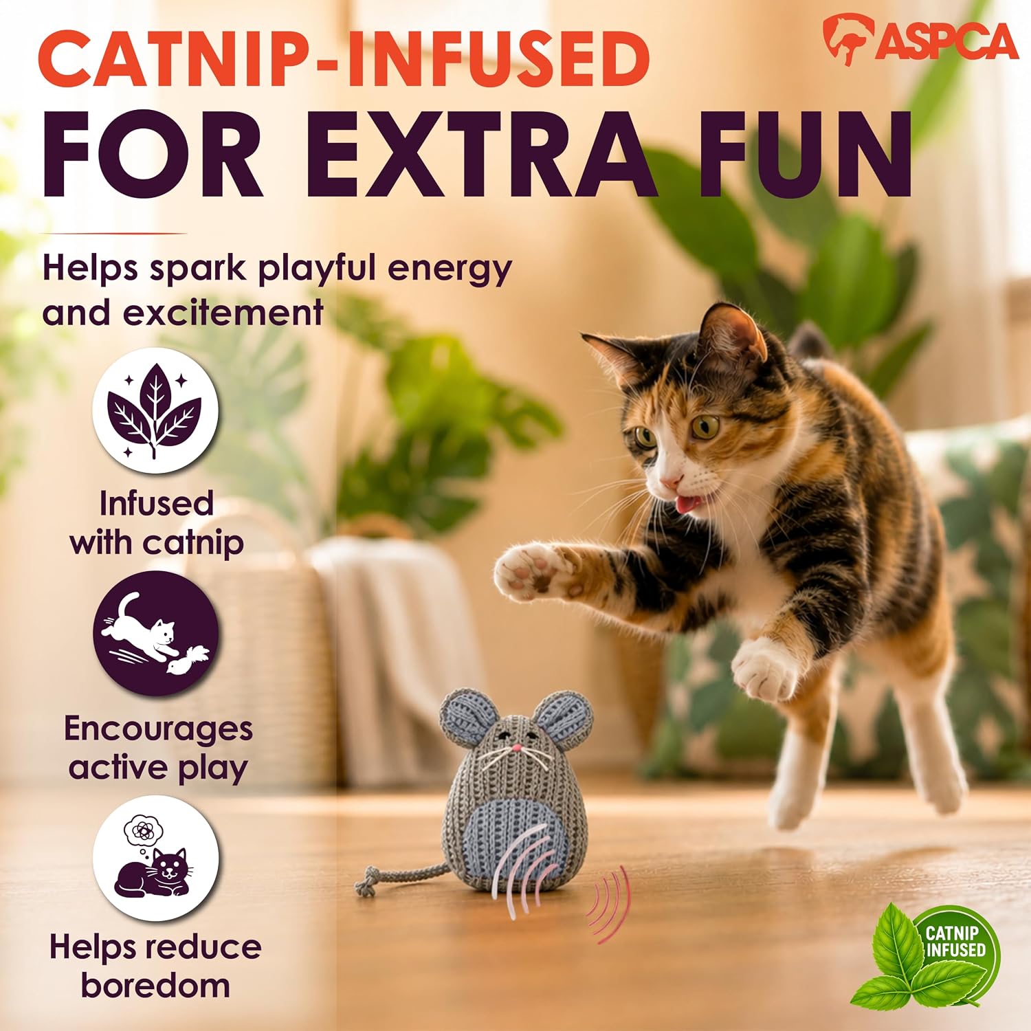 ASPCA Chirping Bird Cat Toy – Catnip-Infused Plush Bird Toy with Realistic Sound, Interactive Cat Toy for Indoor Cats, Encourages Pouncing, Batting & Natural Hunting Play