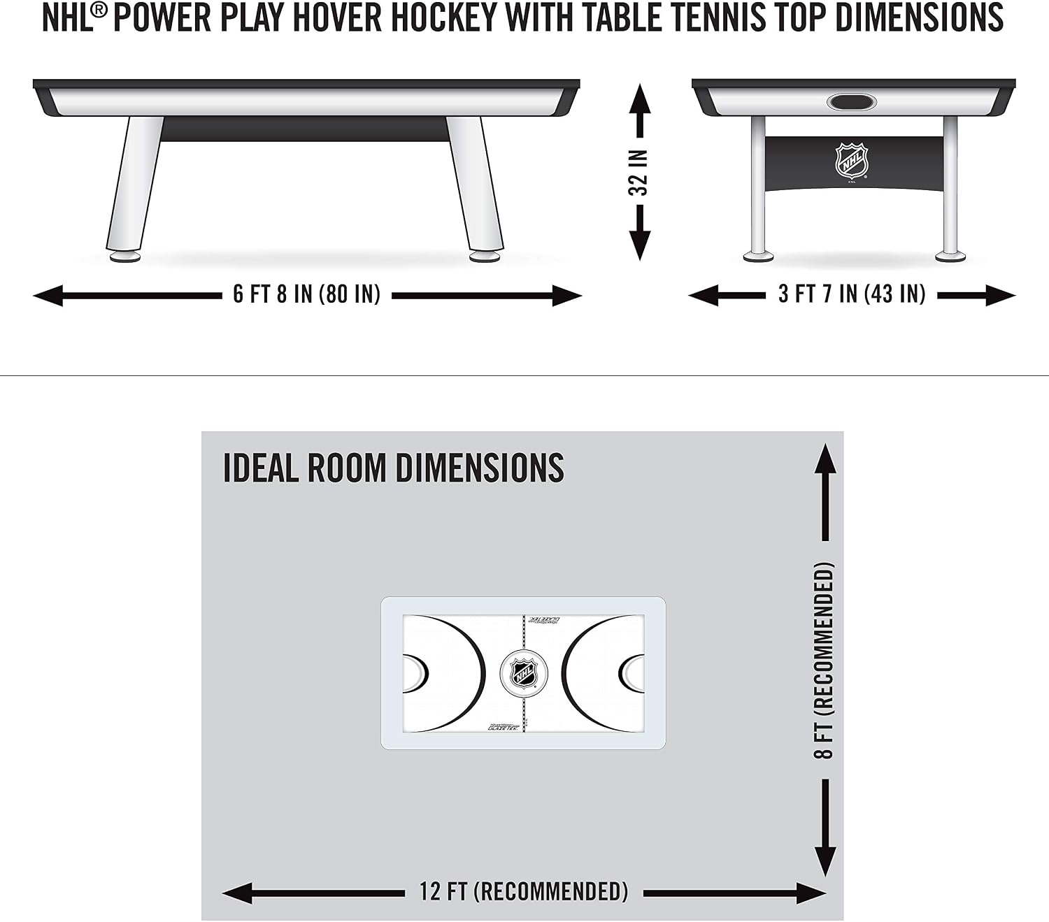 EastPoint NHL Power Play, Air Hockey Table, Table Tennis Top, Arcade Games | Game Room Fun, Table Games, Built-In Leg Levelers, LED Scoring