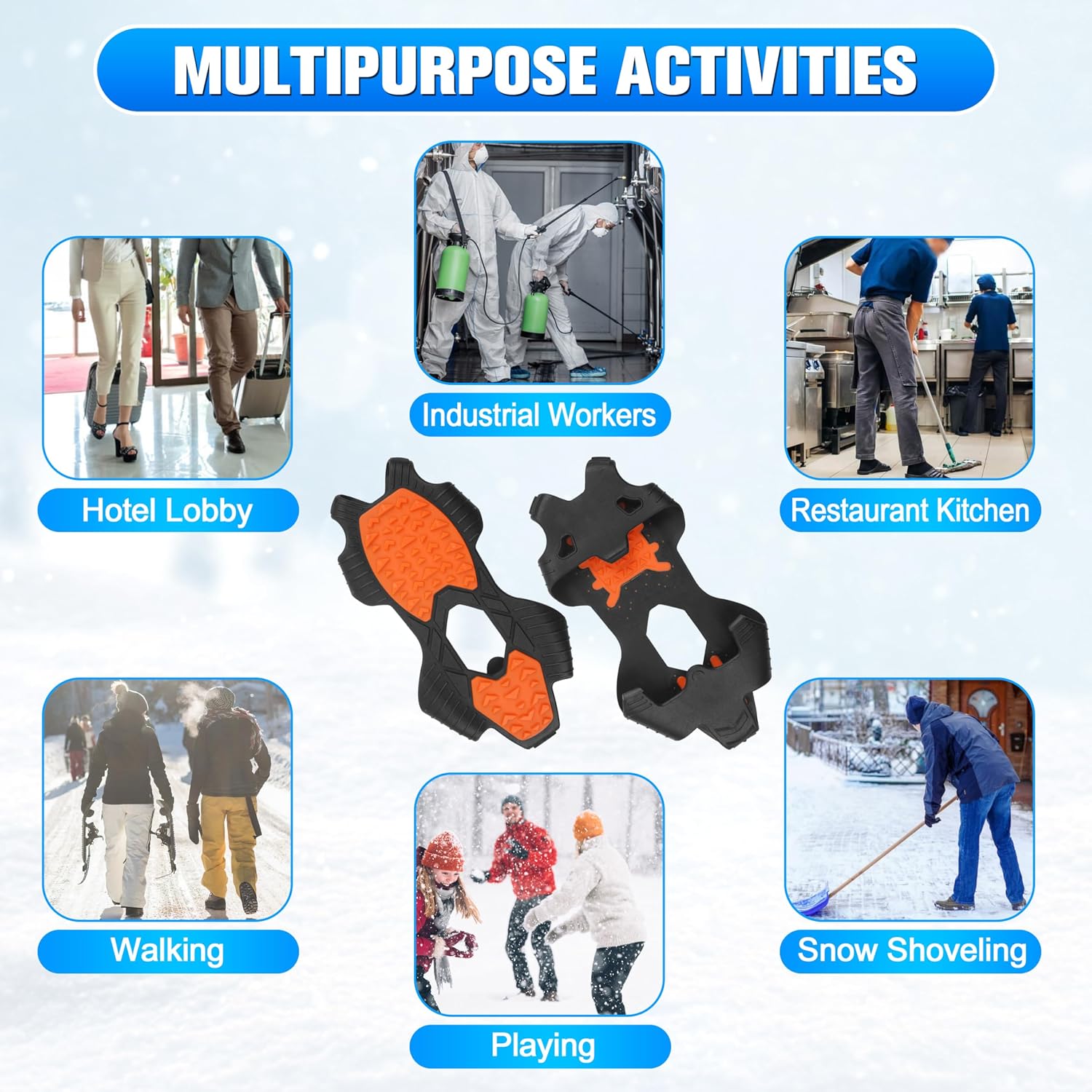 Spikeless Ice Cleats Slip On Spikeless Footwear Traction Aids for Slick Wet Slippery Surface Men Women Full-Foot Rubber Tread for Ice Shoes Grippers