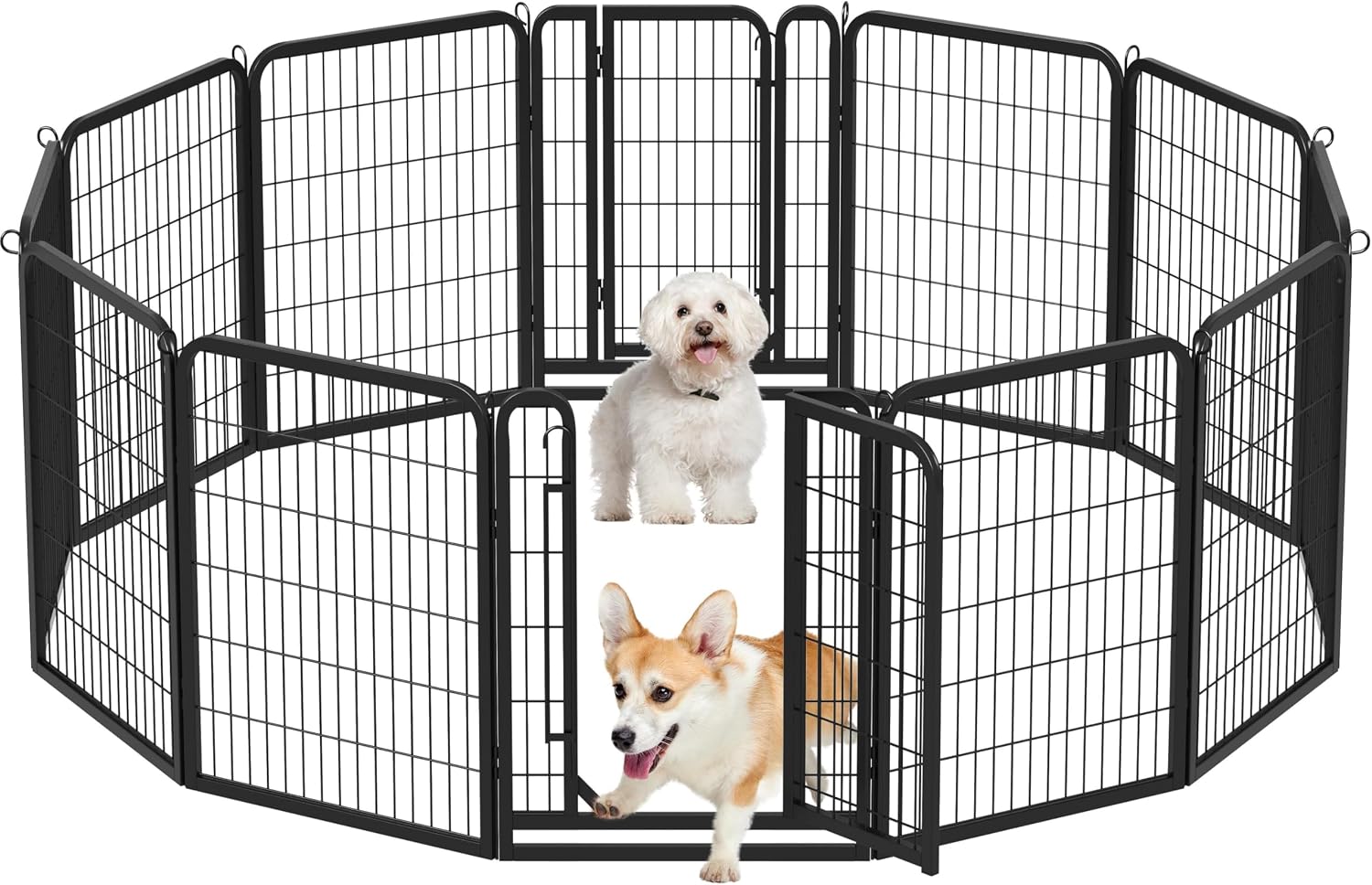 Yaheetech Dog Playpen 24in 16 Panels Pet Fence for Indoor Yard RV Camping | Easy Setup, Heavy Duty Rustproof Frame with Secure Latch Door, DIY Layouts,Foldable Storage, for Puppies & Small Dogs