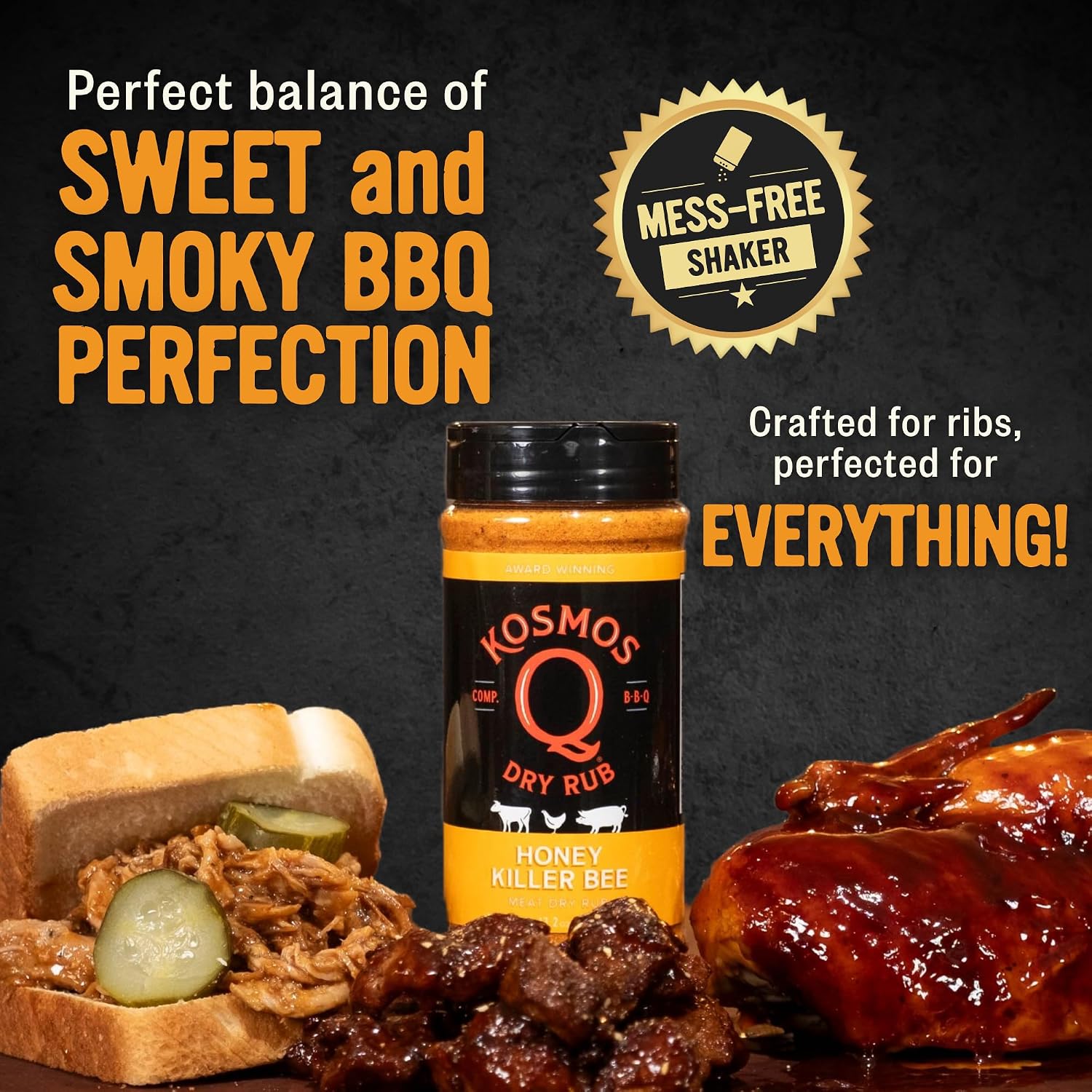 Kosmos Q Hot Dirty Bird BBQ Dry Rub, Spicy Seasoning with Chili Pepper, Brown Sugar, Garlic & Onion for Chicken, Turkey, Ribs, Pork, Dry Rub for Smoking & Grilling Meat, BBQ Spice Blend, 11 Oz Bag