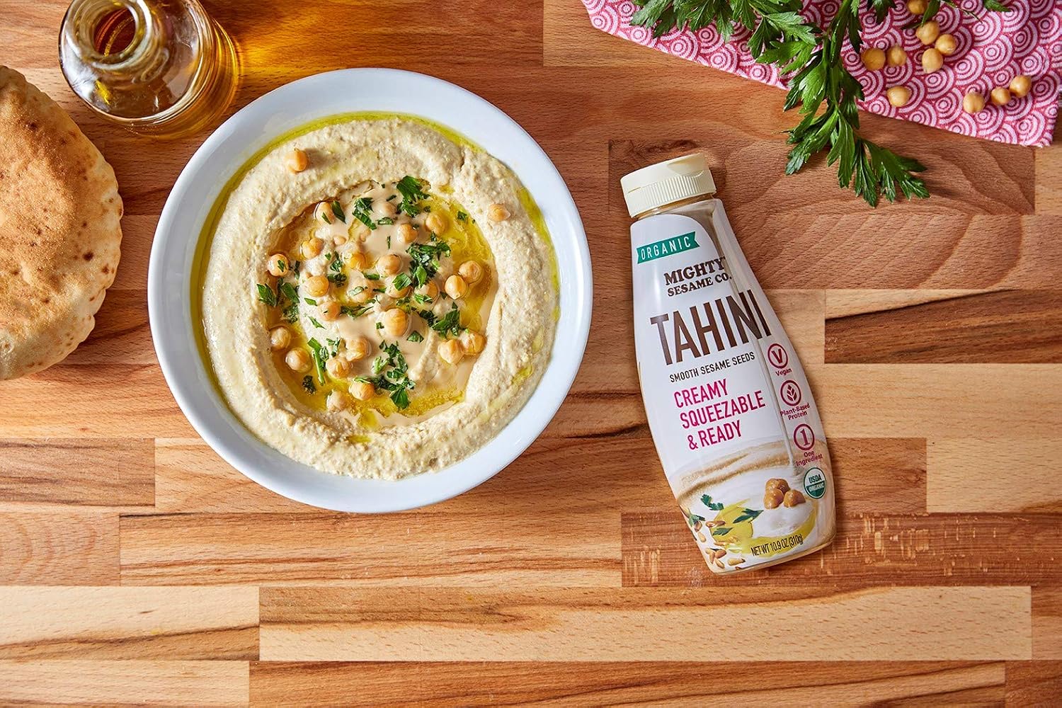 Mighty Sesame "Whole Seed" Creamy & Ready Squeezable Tahini Paste, 10.9oz (2 Pack) Gluten Free, Vegan, Non GMO, Keto Friendly, Plant Based Protein