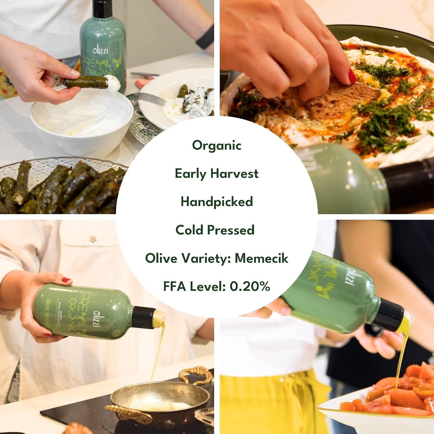 Olizzi Premium Organic Olive Oil Extra Virgin - Award Winning, Early Harvest, Polyphenol Rich, First Cold Pressed, USDA Organic Certified, Kosher