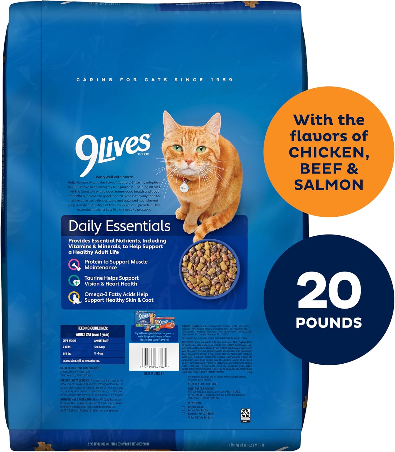 9Lives Daily Essentials Dry Cat Food, 20 Pound Bag