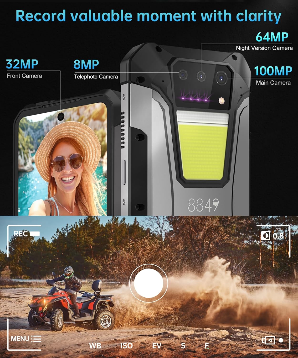 8849 Tank 2 Pro Phone, Rugged Android Smartphone with 23800mAh Big Battery | 6.79’’, Built-in Projector, Android 15
