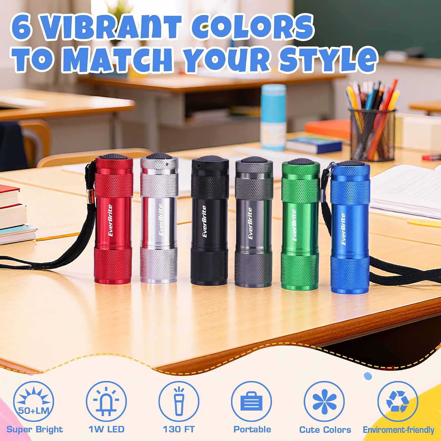 EverBrite 18-Pack Mini LED Flashlight Set,Portable Compact | Ideal for Hurricane Supplies Camping, Night Reading, Cycling, BBQ, Party, Backpacking,with Lanyards & 54 x AAA Batteries