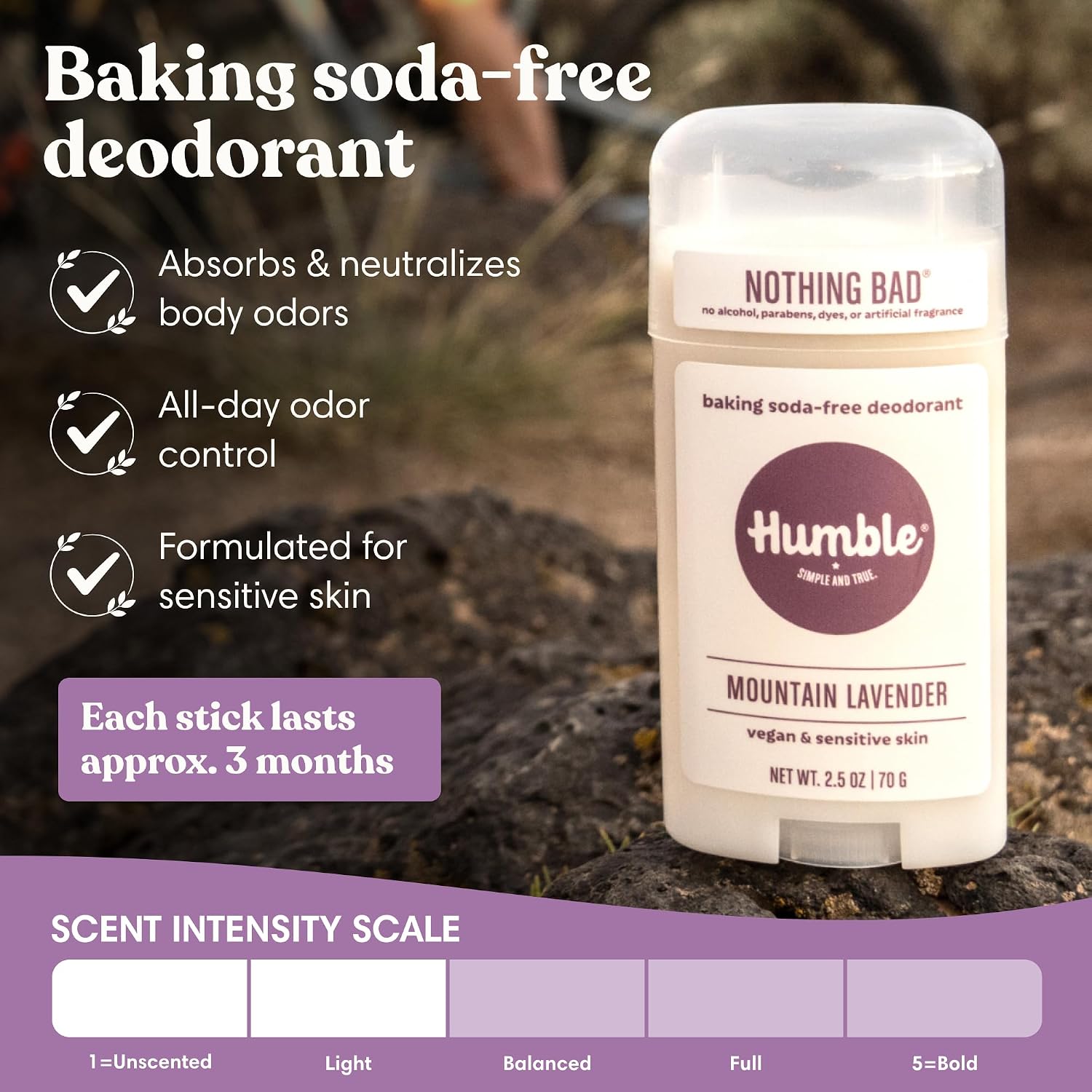 Humble Aluminum-Free Deodorant, Simply Unscented - 1 Pack | Baking Soda-Free, Clean, Fresh, Natural, Essential Oils, Sensitive Skin, Long-Lasting Odor Control, Cruelty-Free, Men & Women