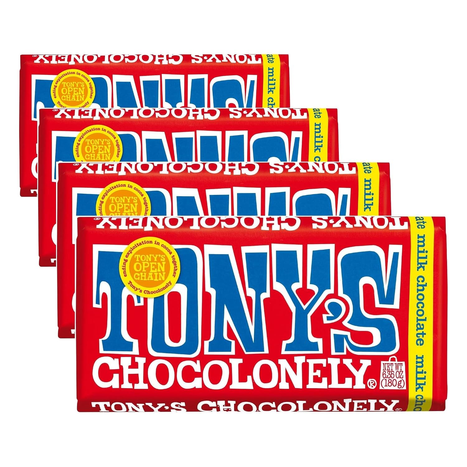Tony’s Chocolonely 32% Milk Chocolate Caramel Sea Salt Bars, No Artificial Flavoring, Fairtrade & B Corp Certified, 6.35 Ounce (15 Bars)