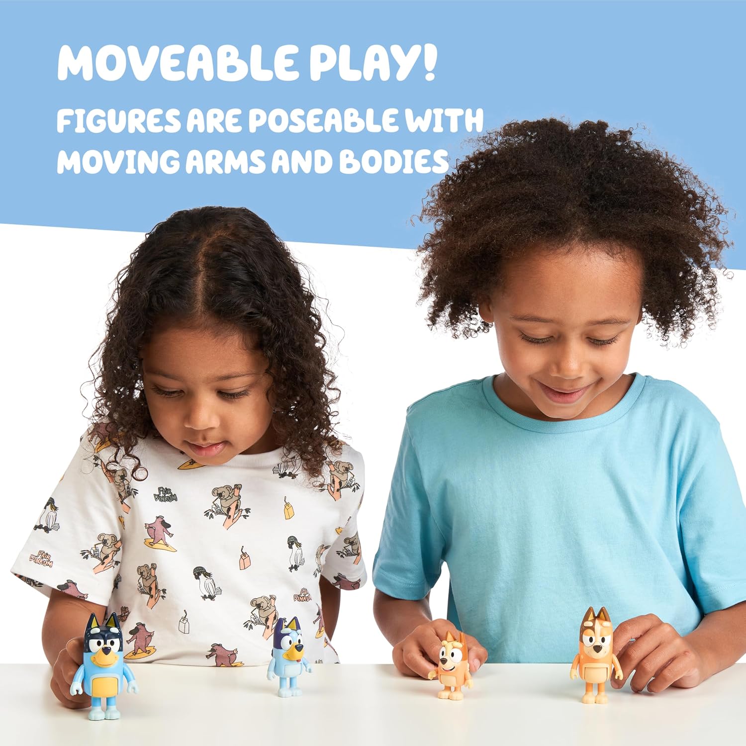 Bluey School Figurine Toys Pack of 4, Articulated Character Toys with Chloe, Rusty, and Calypso Figurines, Small Action Figures for Kids Ages 3+