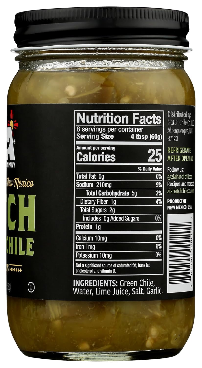 Zia Green Chile Company, Hatch Roasted Medium, 16 Ounce