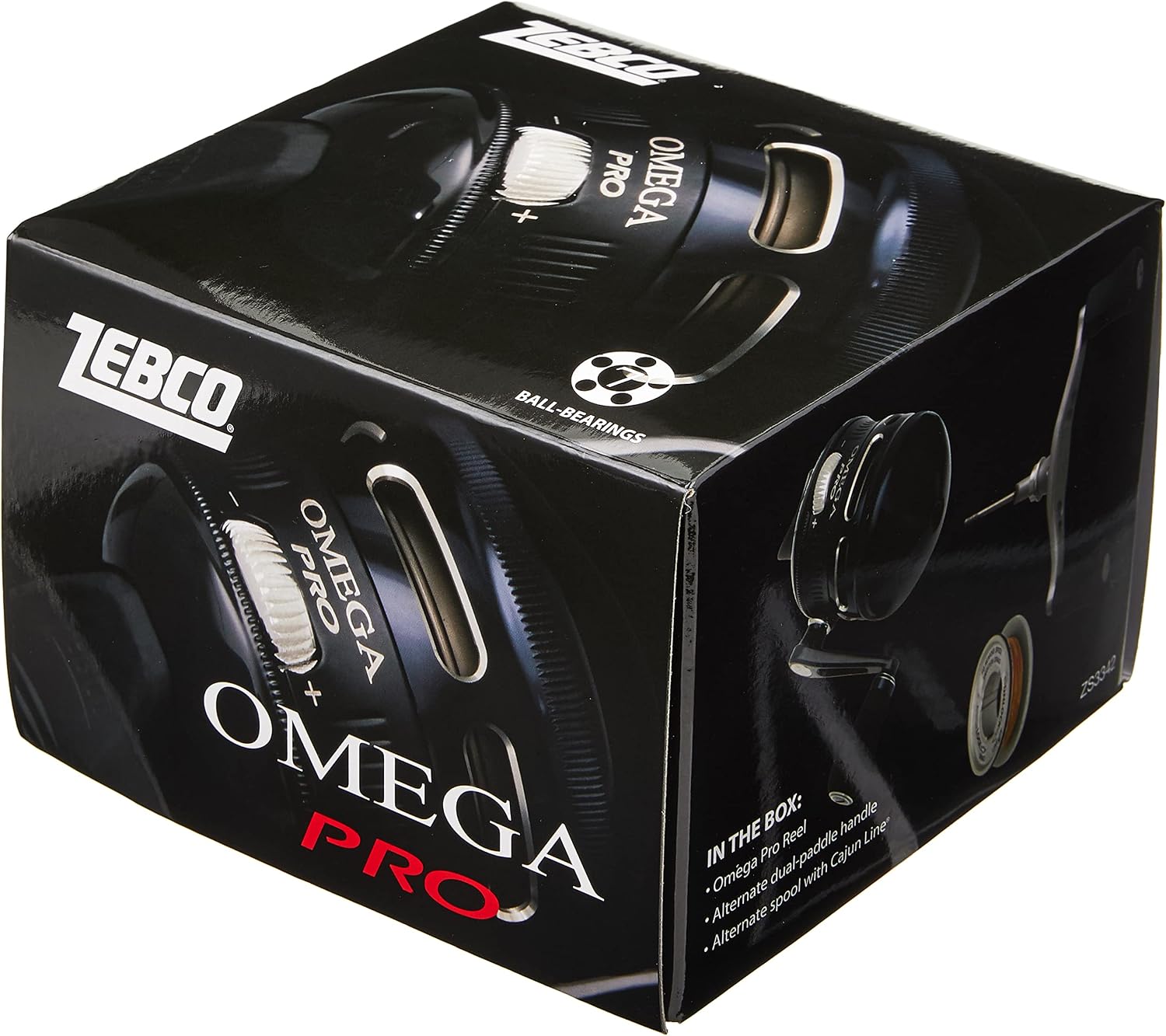 Zebco Omega Pro Spincast Fishing Reel, Dual Ceramic Pick-up Pins, Solid-Brass Pinion Gear, GlideLine ll Line Retrieval System, Pre-Spooled