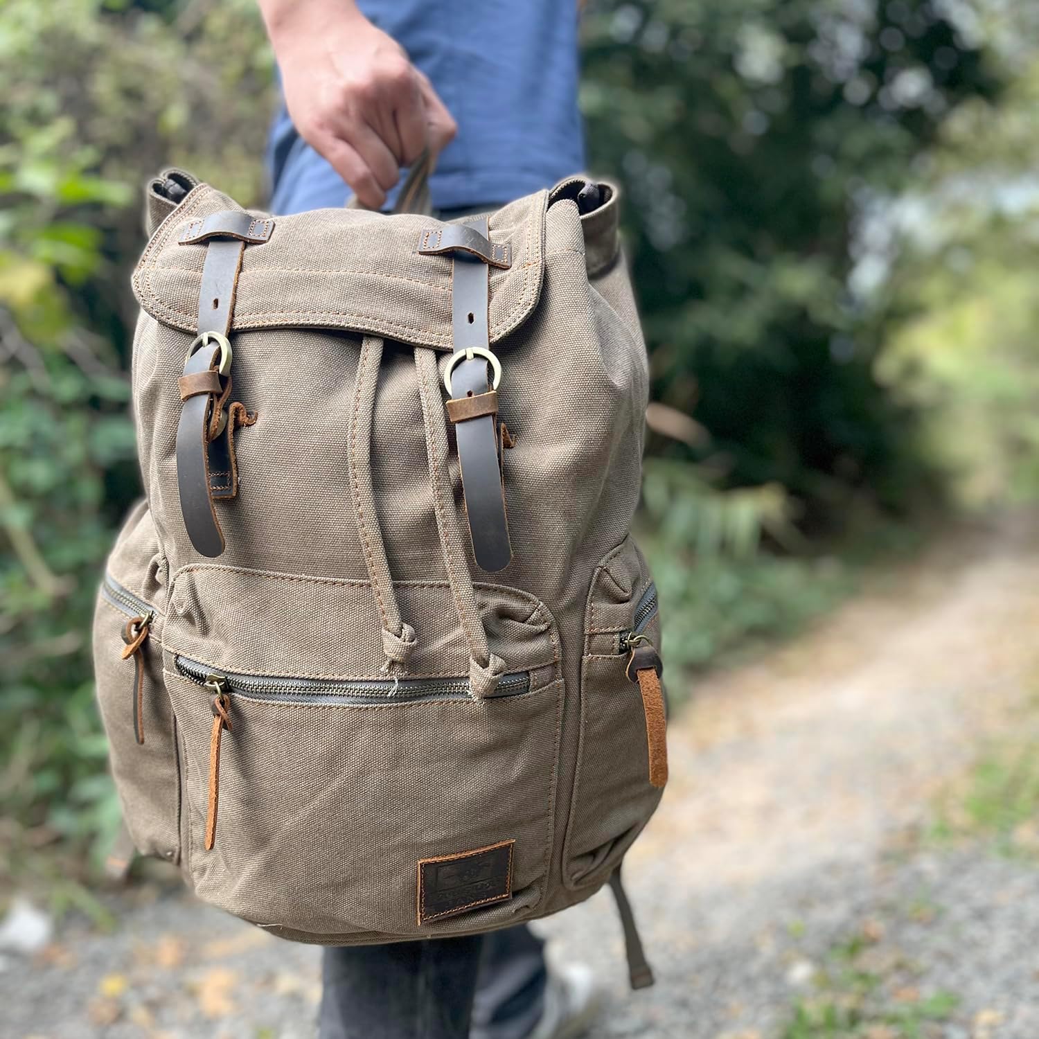 AUGUR High Capacity Canvas Vintage Backpack - for School College Hiking Travel 12-17" Laptop