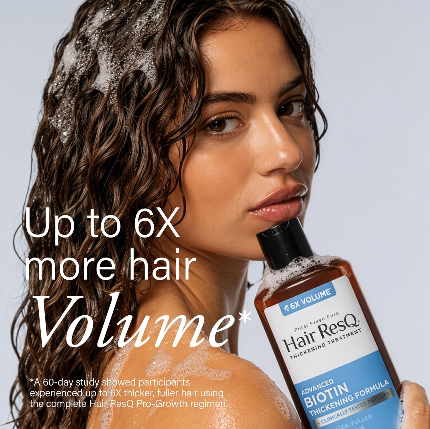 Petal Fresh Hair ResQ Biotin Shampoo for Thinning Hair, Clinically Tested Thickening, Pro-Growth Shampoo for Women & Men, Up to 6X Volume, Rosemary Mint, Caffeine & Peptides, Sulfate Free, 12 fl oz