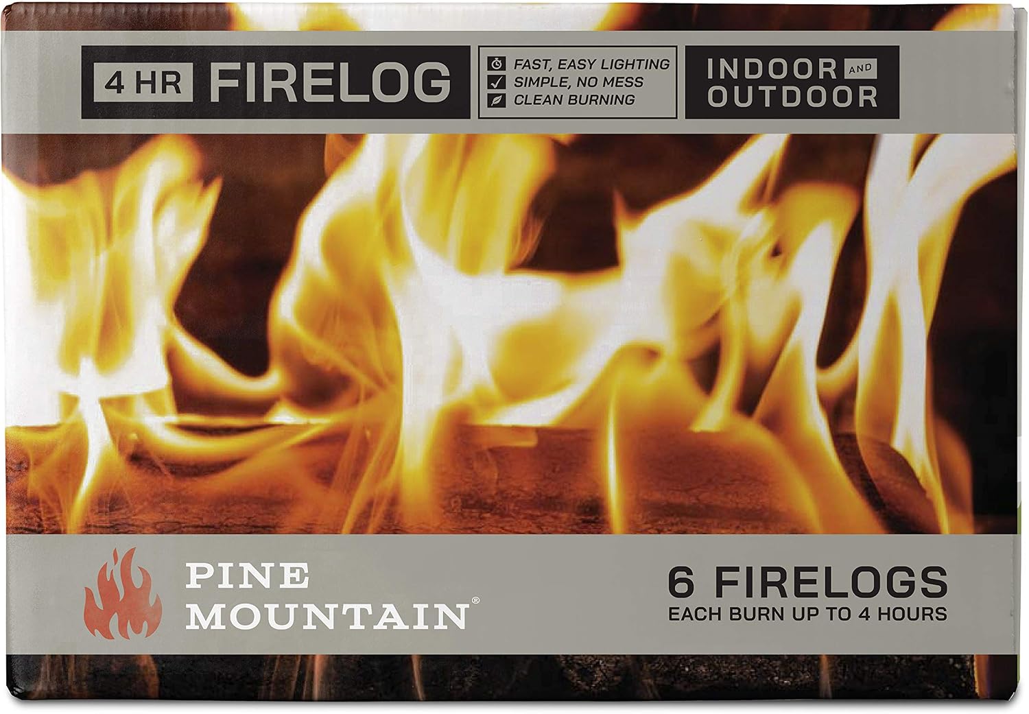 Pine Mountain Traditional 2-Hour Firelogs, Long Burning Fire Log 6 Pack