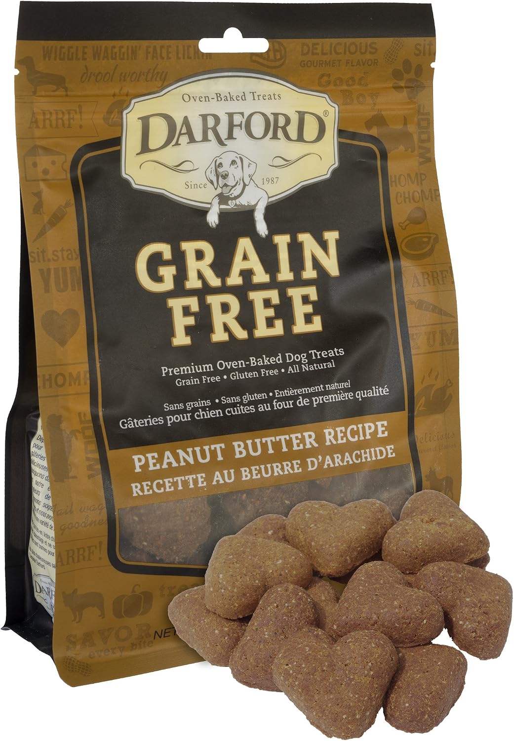 Darford Grain Free Peanut Butter Dog Treats – All Natural Crunchy Biscuits – No Corn, Soy or Wheat – Oven-Baked in Canada – High Protein