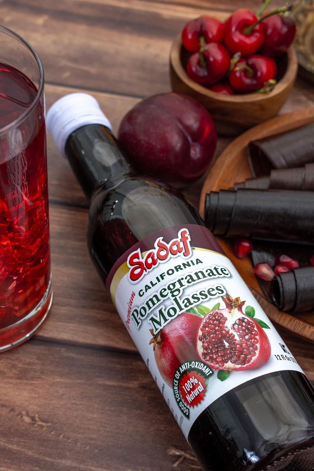 Sadaf Premium Pomegranate Molasses - 100% Pure Pomegranate Molasses for Cooking & Food Flavoring - Syrup - Middle Eastern Cuisine - Kosher & Vegetarian - 12 oz Bottle