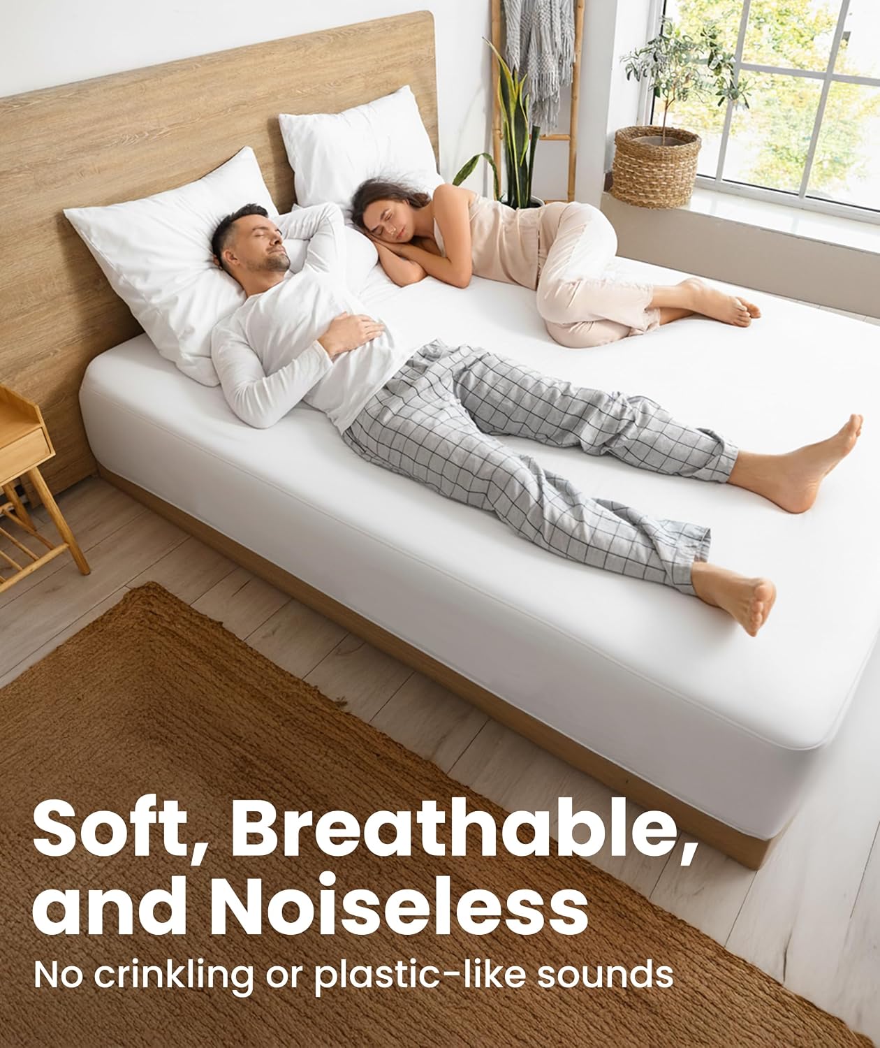 Everlasting Comfort Premium Queen Size Mattress Protector - Waterproof & Hypoallergenic, Noiseless Design, Washable Cover, 18" Deep Pocket, Bed Bug & Dust Mite Proof Cover for Sleep Hygiene