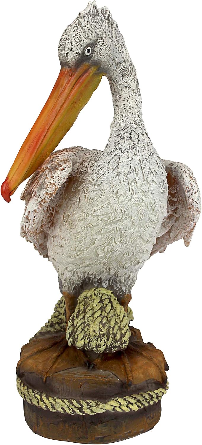 Design Toscano Coastal Decor Ocean's Perch Pelicans Garden Bird Statue, 9 Inch Wide, 24 Inch Tall, Cast Stone Resin, Full Color Finish
