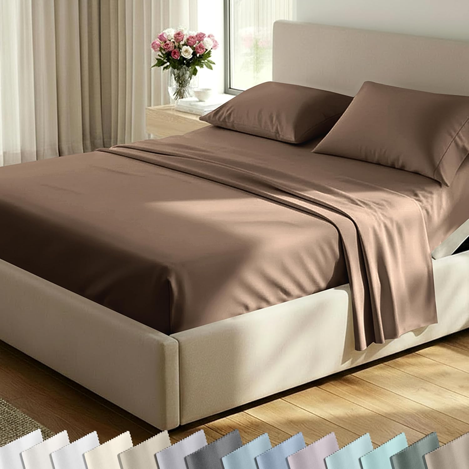 California Design Den Luxury 600 Thread Count Full Size Sheet Sets, Seafoam | 100% Cotton Sateen Backed by Good Housekeeping Seal, Soft & Smooth, 16" Deep Pocket, All-Around Elastic, Durable, Easy Care