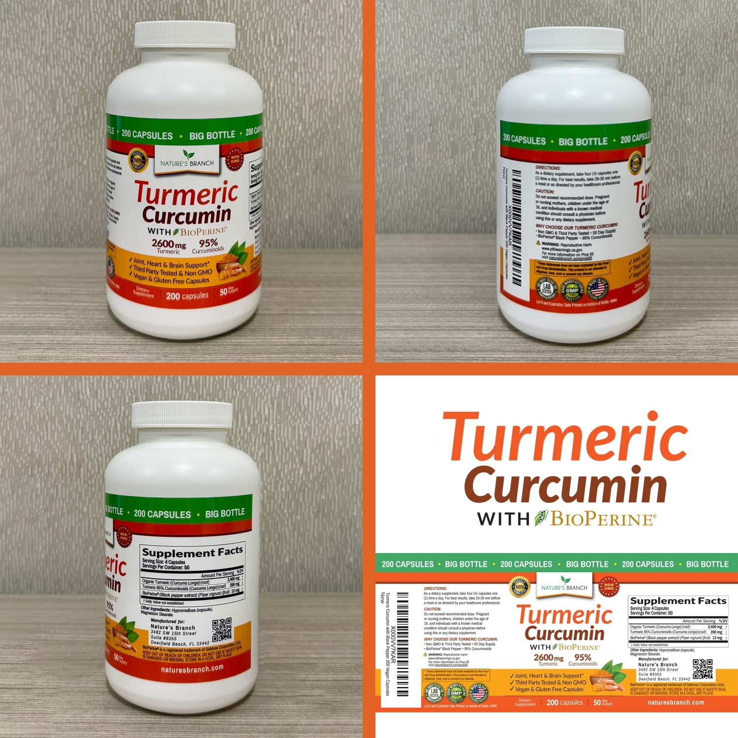 Turmeric Curcumin Supplement with Black Pepper 2600mg for High Absorption | Organic Turmeric Power – Turmeric Supplement For Joints