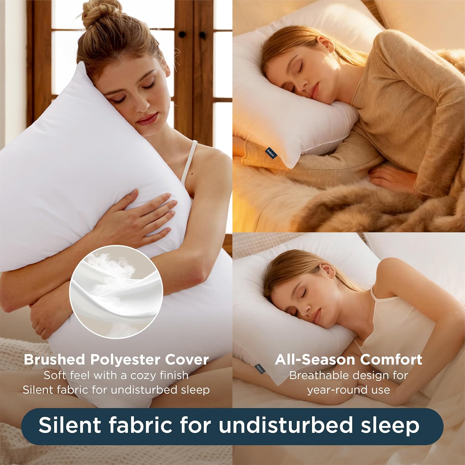 Bedsure Pillows Queen Size Set of 2 - Hotel Collection Bed Pillows for Sleeping, with Down Alternative Filling, Soft Support for Back