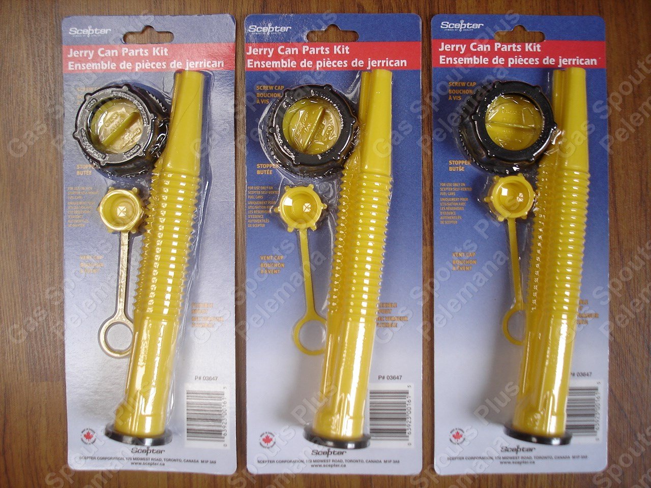 3 SCEPTER SPOUT KITS #03647 Gas Can Parts 4 PCS SPOUTS/SCREW CAP COLLAR/STOPPER/REAR VENT.Kit works on MIDWEST, AMERI-CAN
