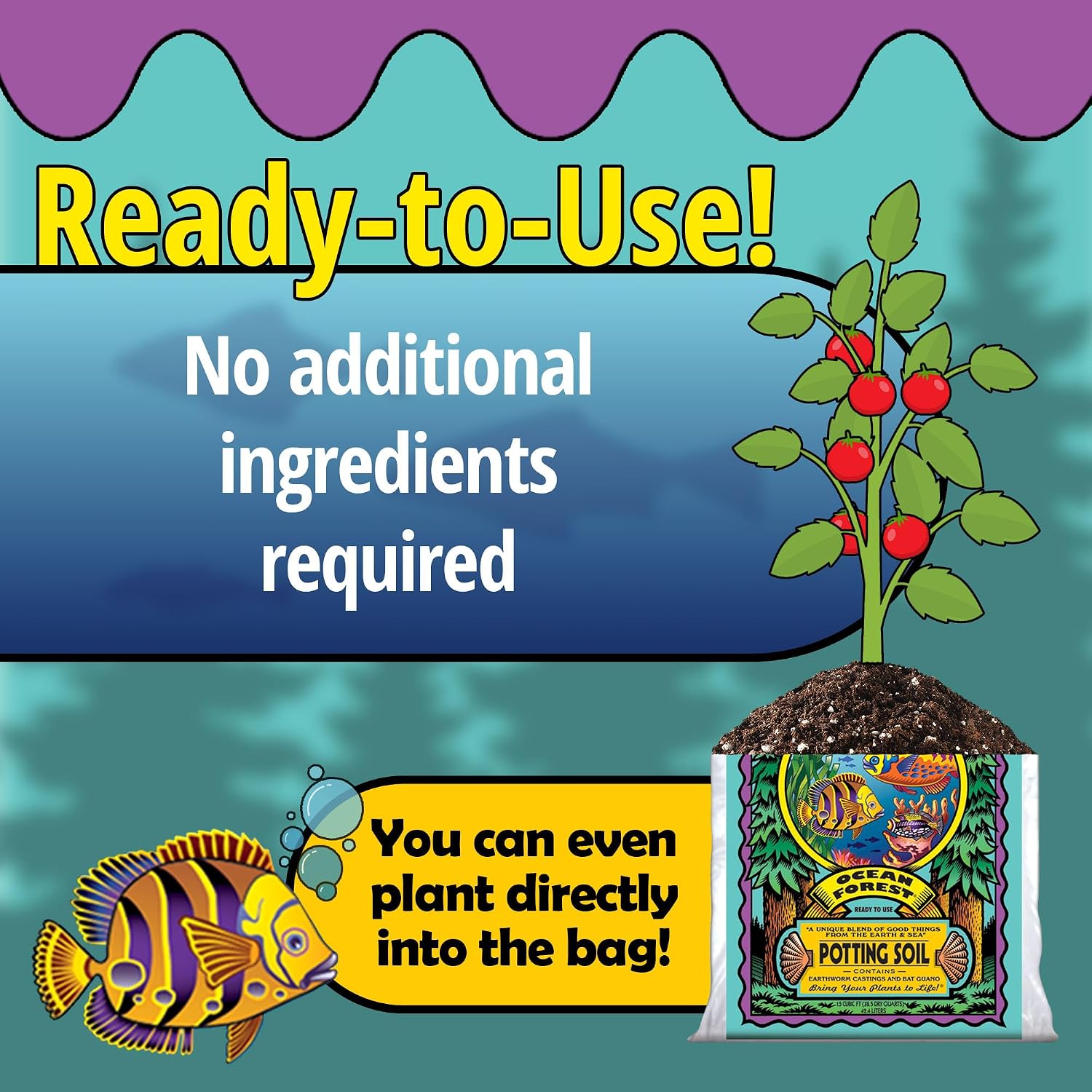 FoxFarm Ocean Forest Potting Soil, 1.5cu ft (Pack of 2) - Light, Aerated Texture, Designed for All Container Plants