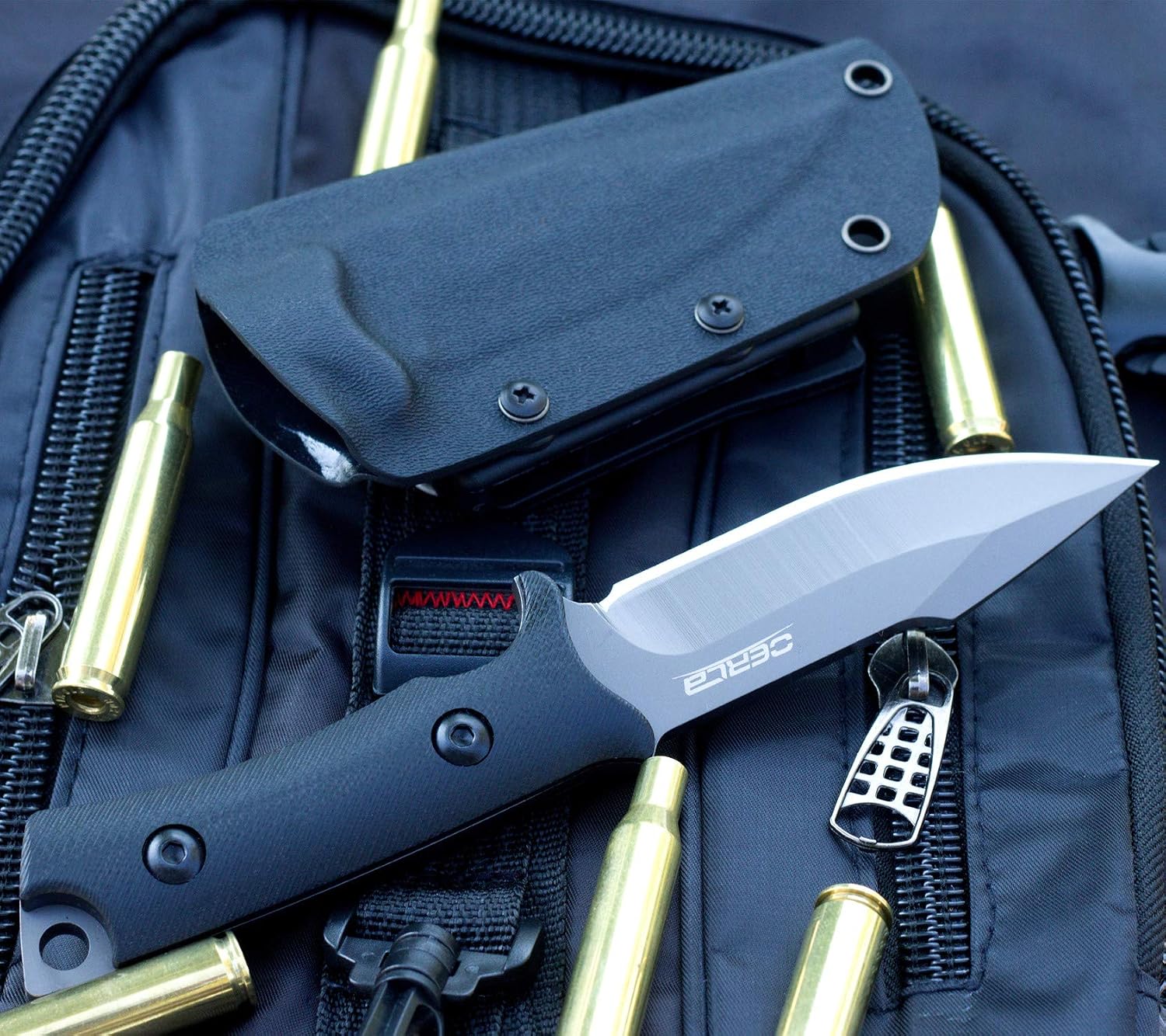 OERLA Fixed Blade Knife, Full Tang 420HC Stainless Steel Camping Knife, Outdoor EDC Hunting Survival Utility Knife with G10 Handle and Kydex Sheath