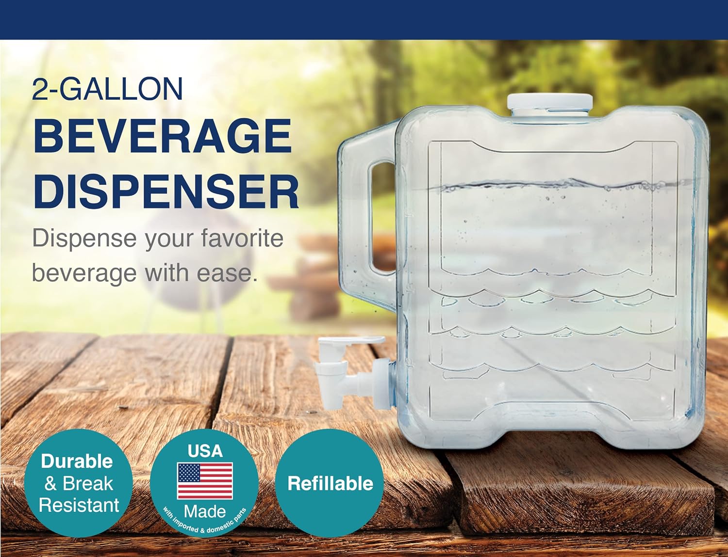 Arrow Home Products 2 Gallon Drink Dispenser for Fridge - Plastic Beverage Dispenser with Spigot for Easy Dispensing - BPA Free Plastic - Convenient