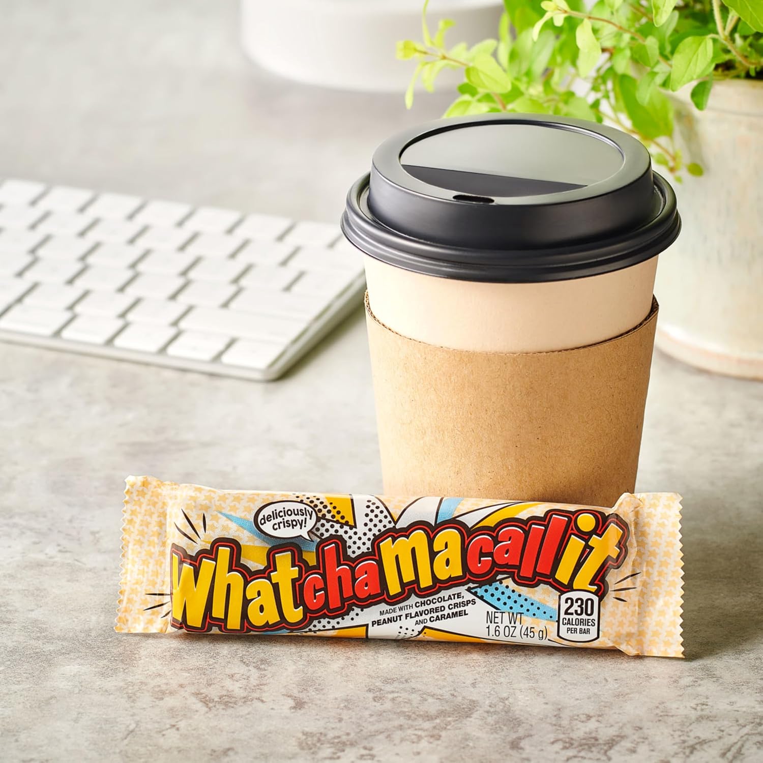 WHATCHAMACALLIT Chocolate Caramel Peanut Crisps Candy Bars, 1.6 oz, 36 Ct | Chocolate, caramel and peanut flavored crisps in bulk bars for candy bowls