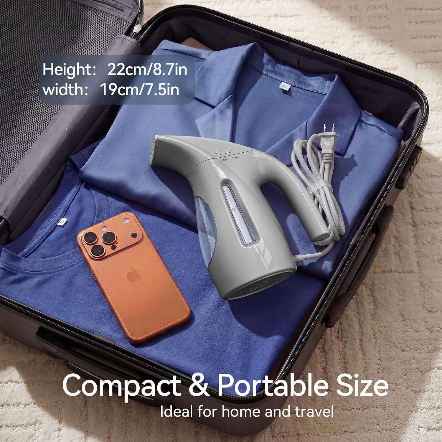 HiLIFE Steamer for Clothes, Portable Handheld Clothing Steamer, 240ml Big Capacity, 700W, Strong Power, Fabric Quick Wrinkle Remover with Brush for Home, Office(ONLY 120V) -Blue